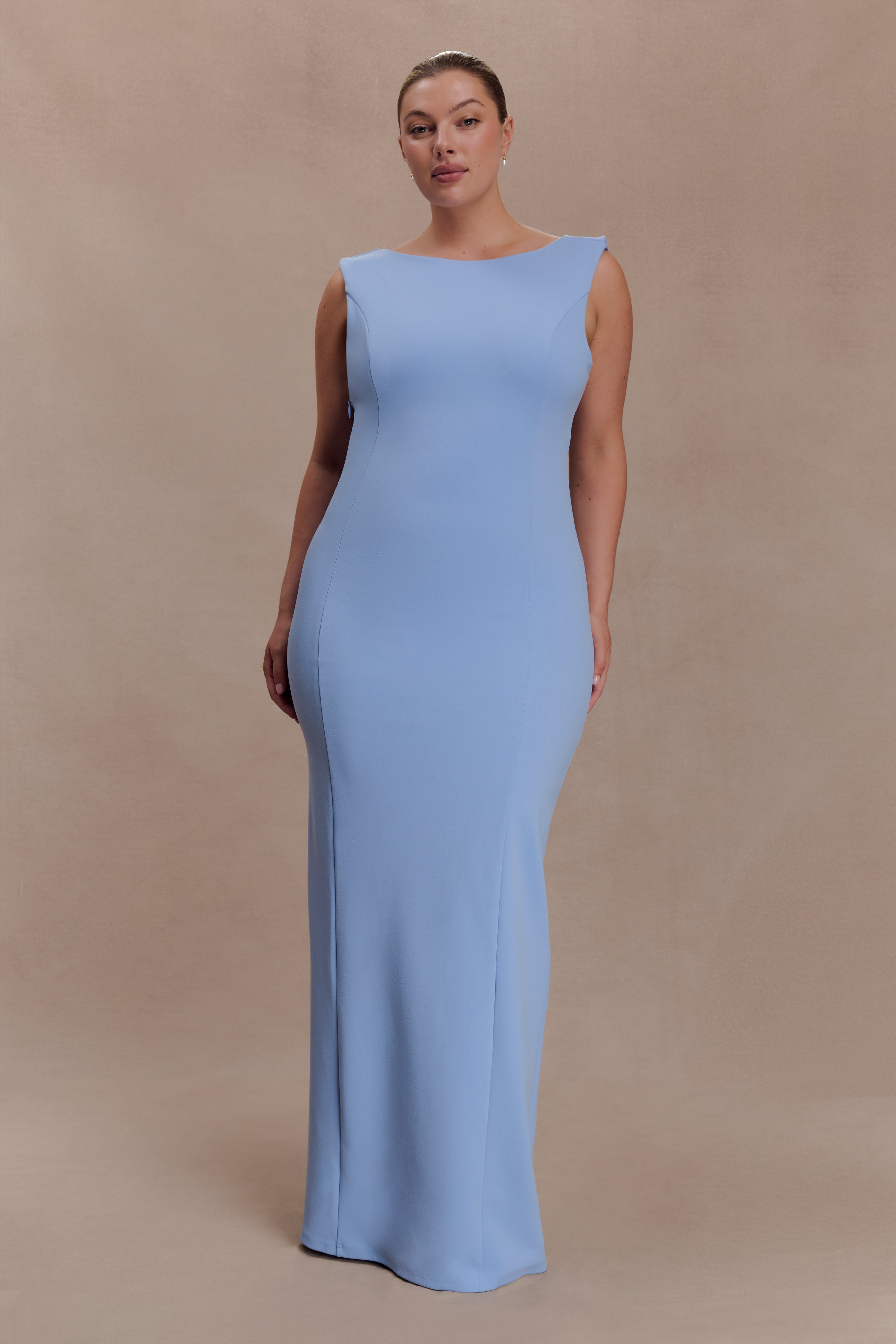 Galilea Crepe Draped Maxi Dress - Cornflower Blue - Image 9