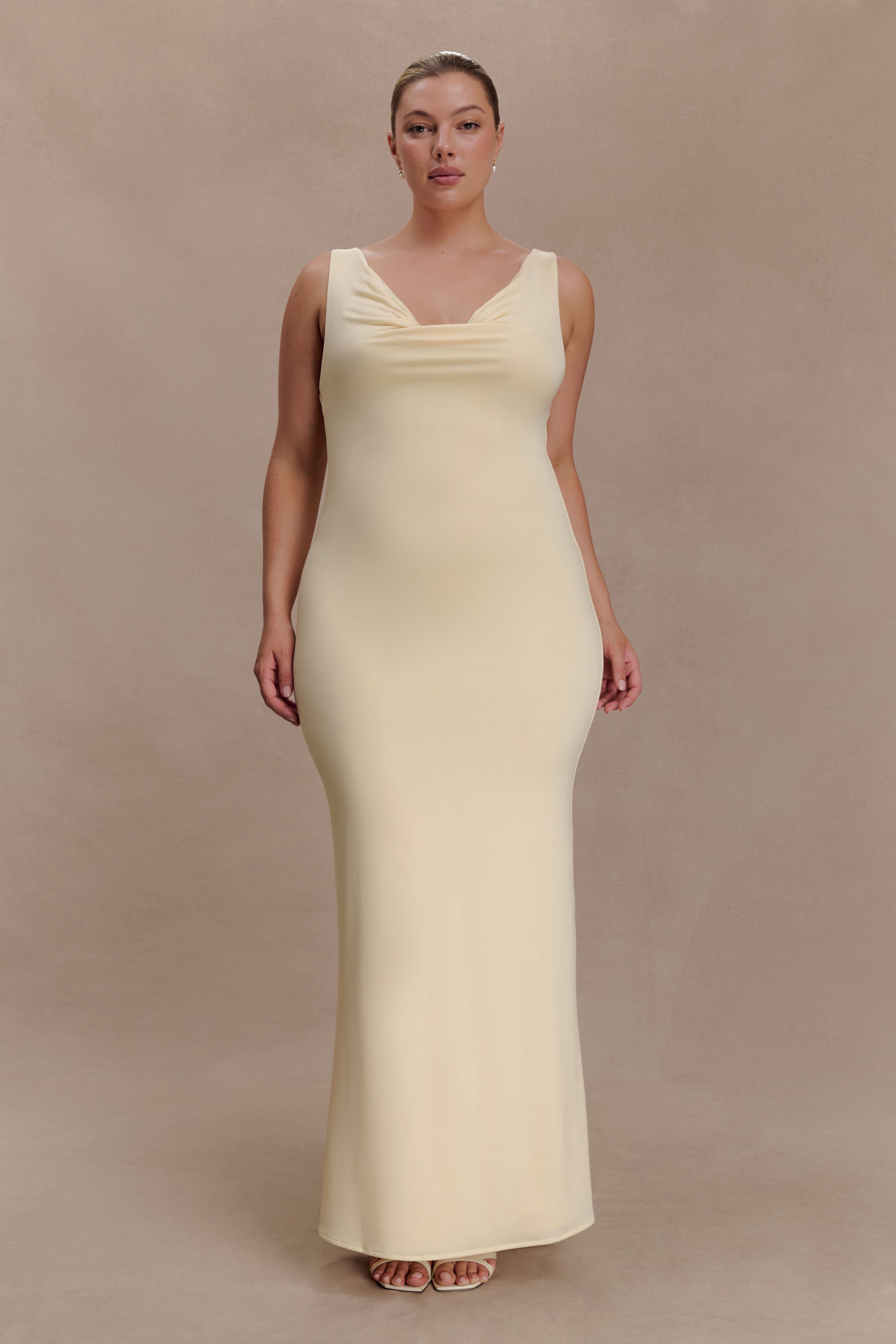 Marta Slinky Cowl Maxi Dress - Lemon - Image 5