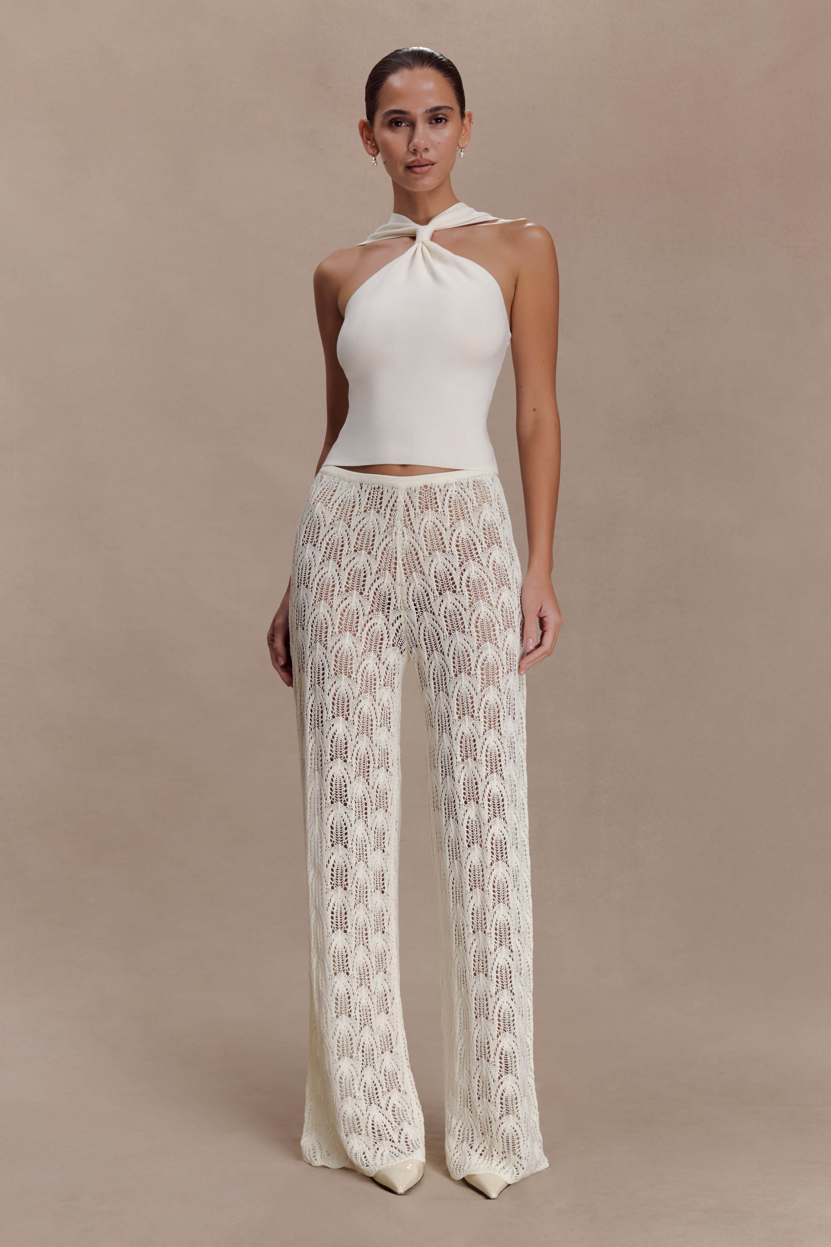 Angelika Twist Front Knit Top - Ivory - Image 5