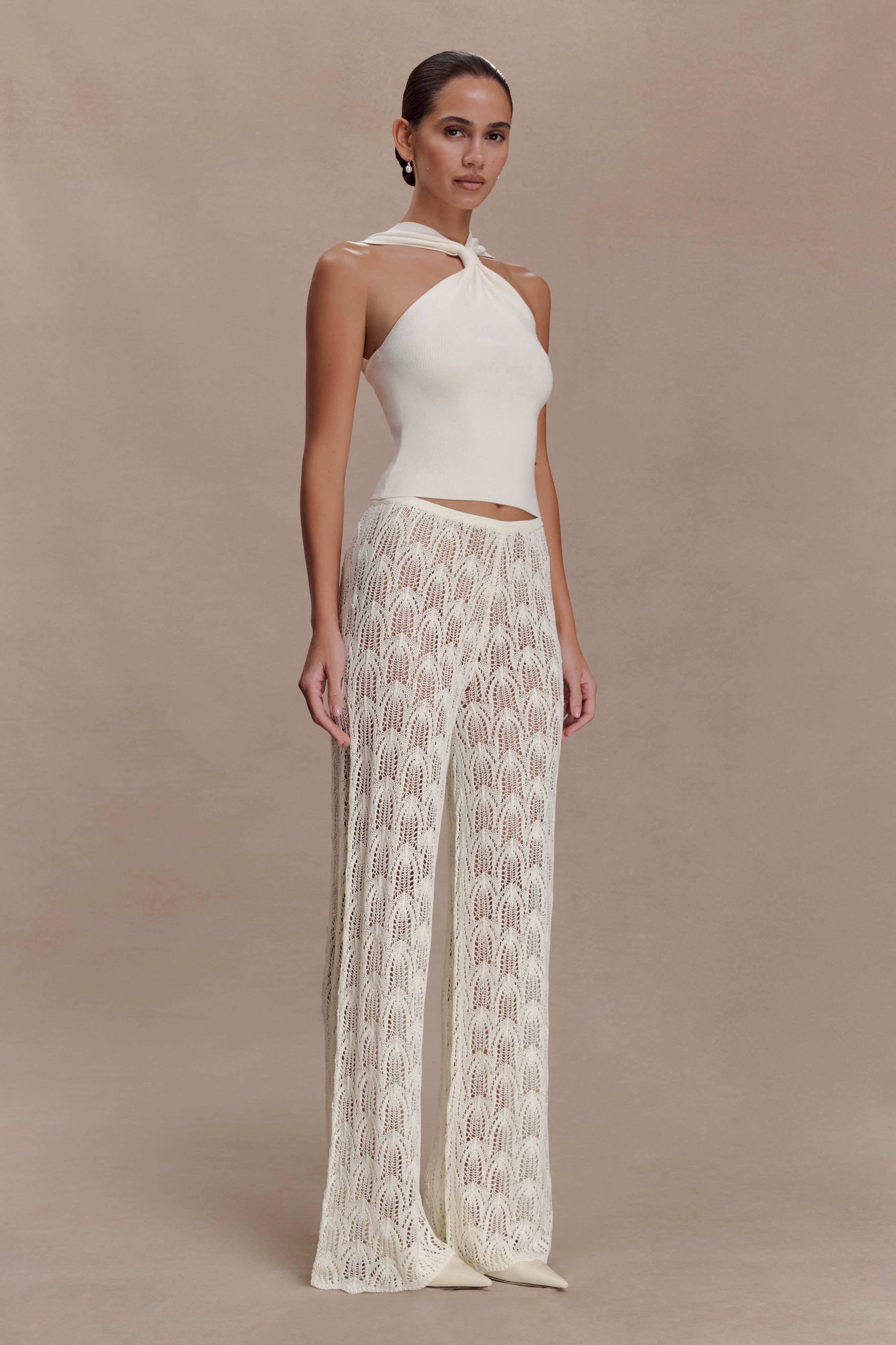 Angelika Twist Front Knit Top - Ivory - Image 4