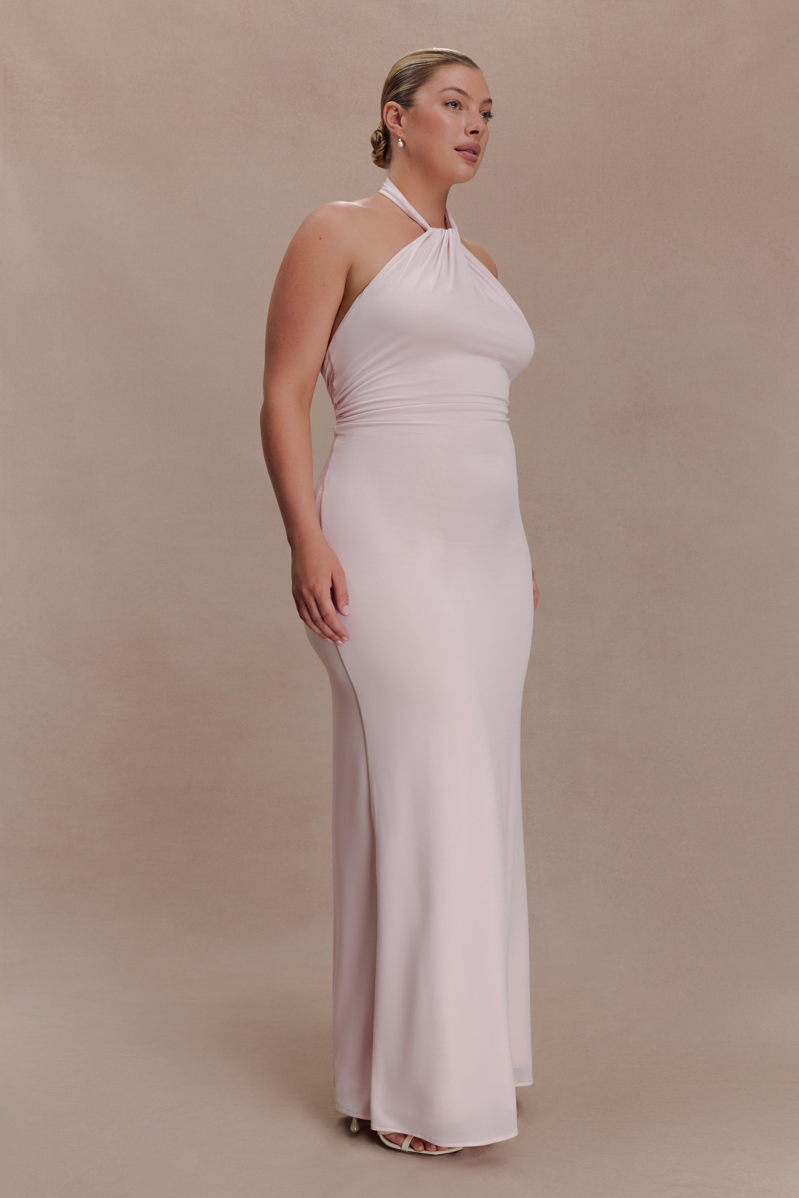 Elyna Slinky Halter Maxi Dress - Pale Pink - Image 8