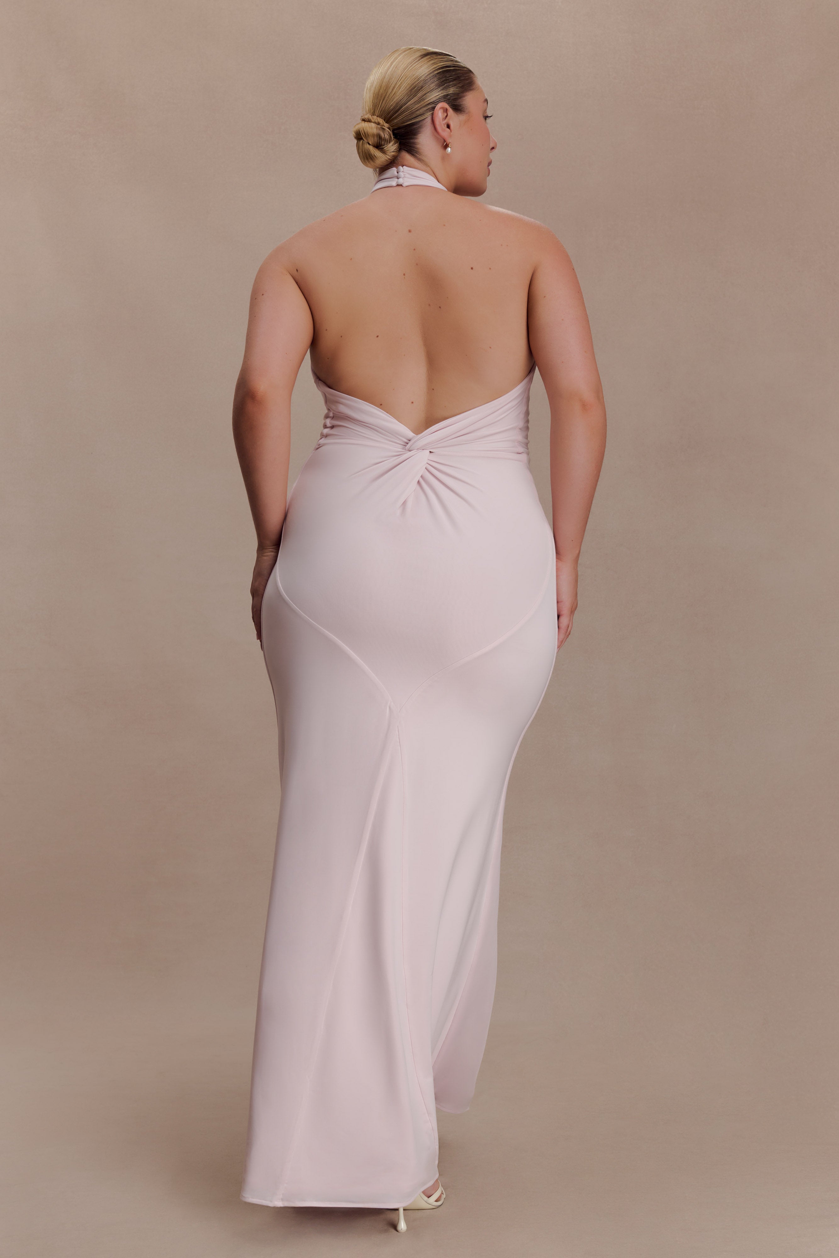 Elyna Slinky Halter Maxi Dress - Pale Pink - Image 6