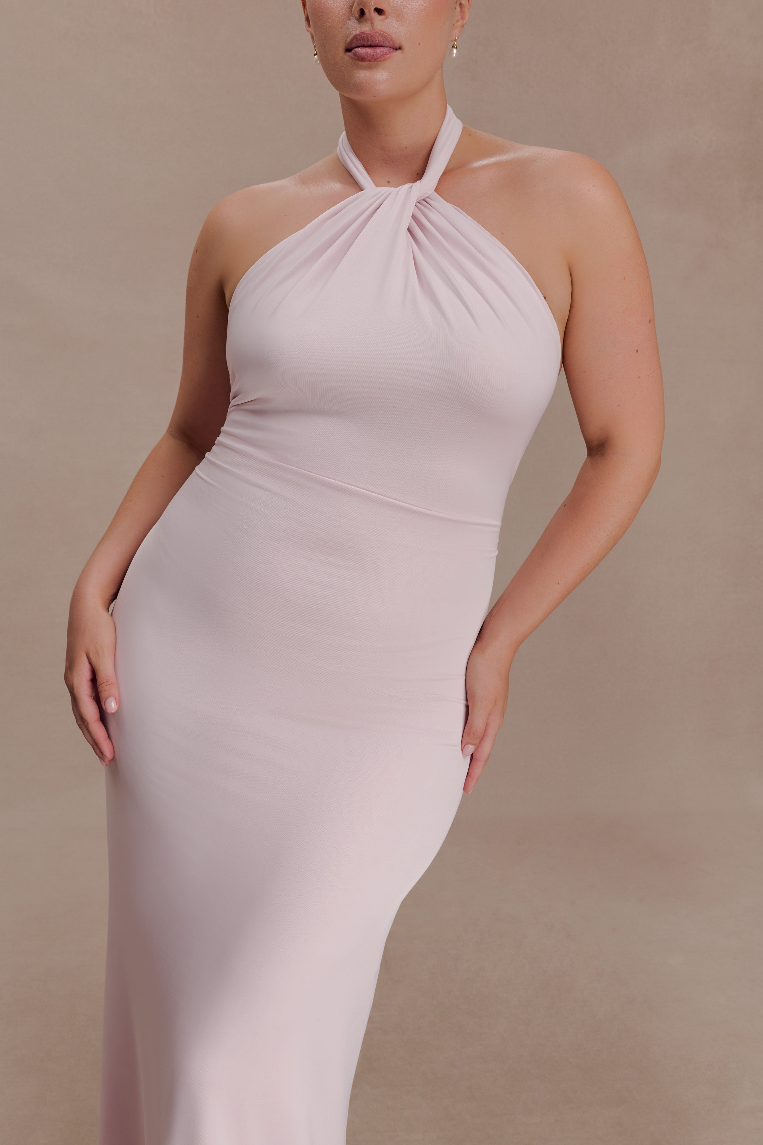 Elyna Slinky Halter Maxi Dress - Pale Pink - Image 7
