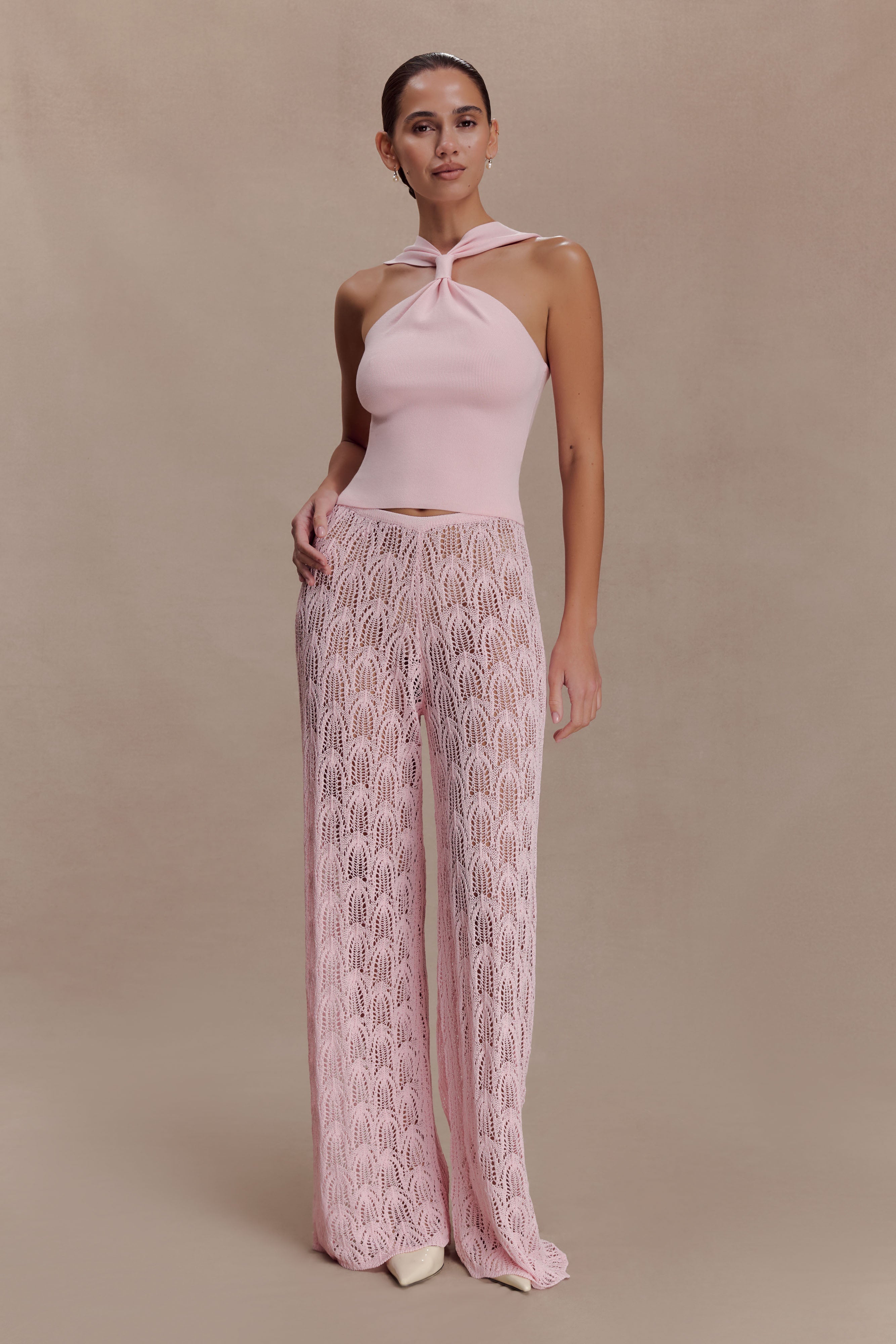 Angelika Twist Front Knit Top - Baby Pink - Image 6