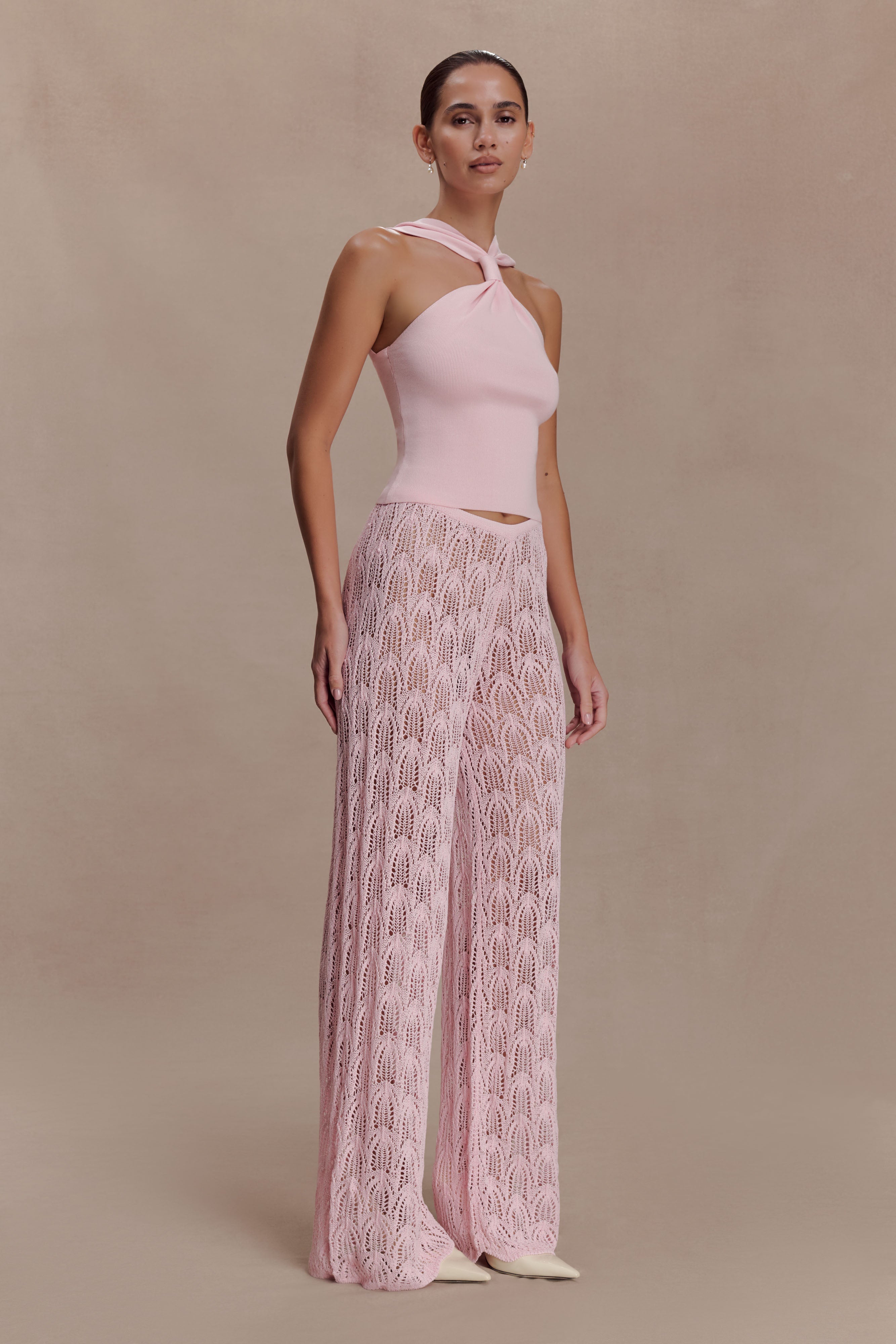 Angelika Twist Front Knit Top - Baby Pink - Image 5