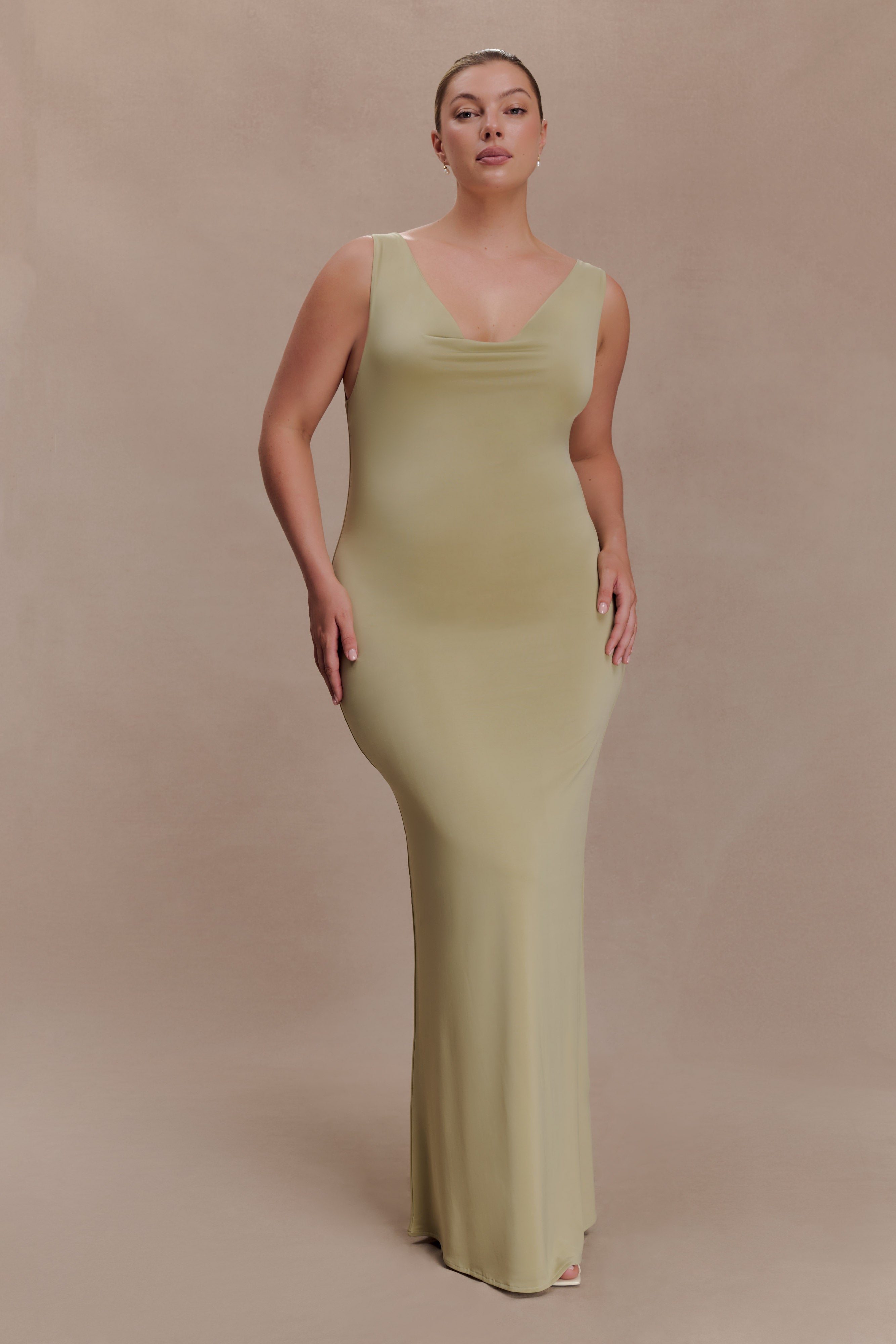 Marta Slinky Cowl Maxi Dress - Sage - Image 5