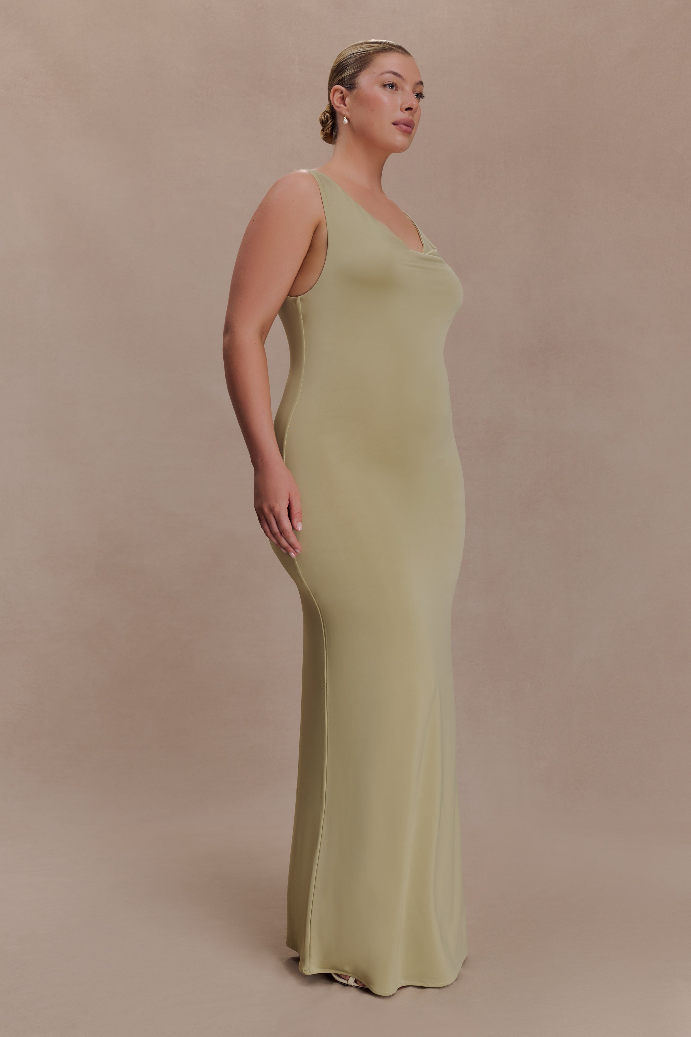 Marta Slinky Cowl Maxi Dress - Sage - Image 8