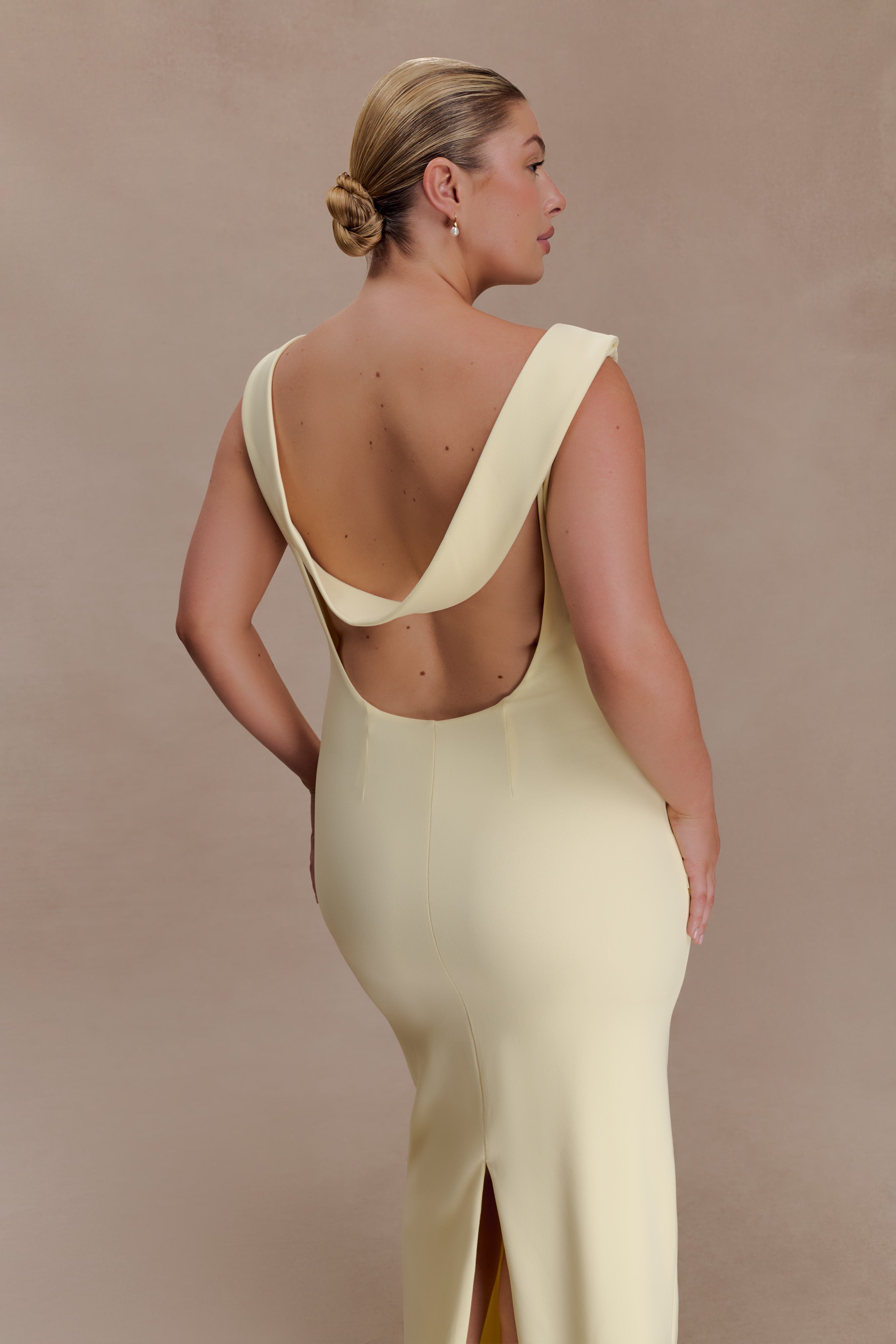 Galilea Crepe Draped Maxi Dress - Lemon - Image 5