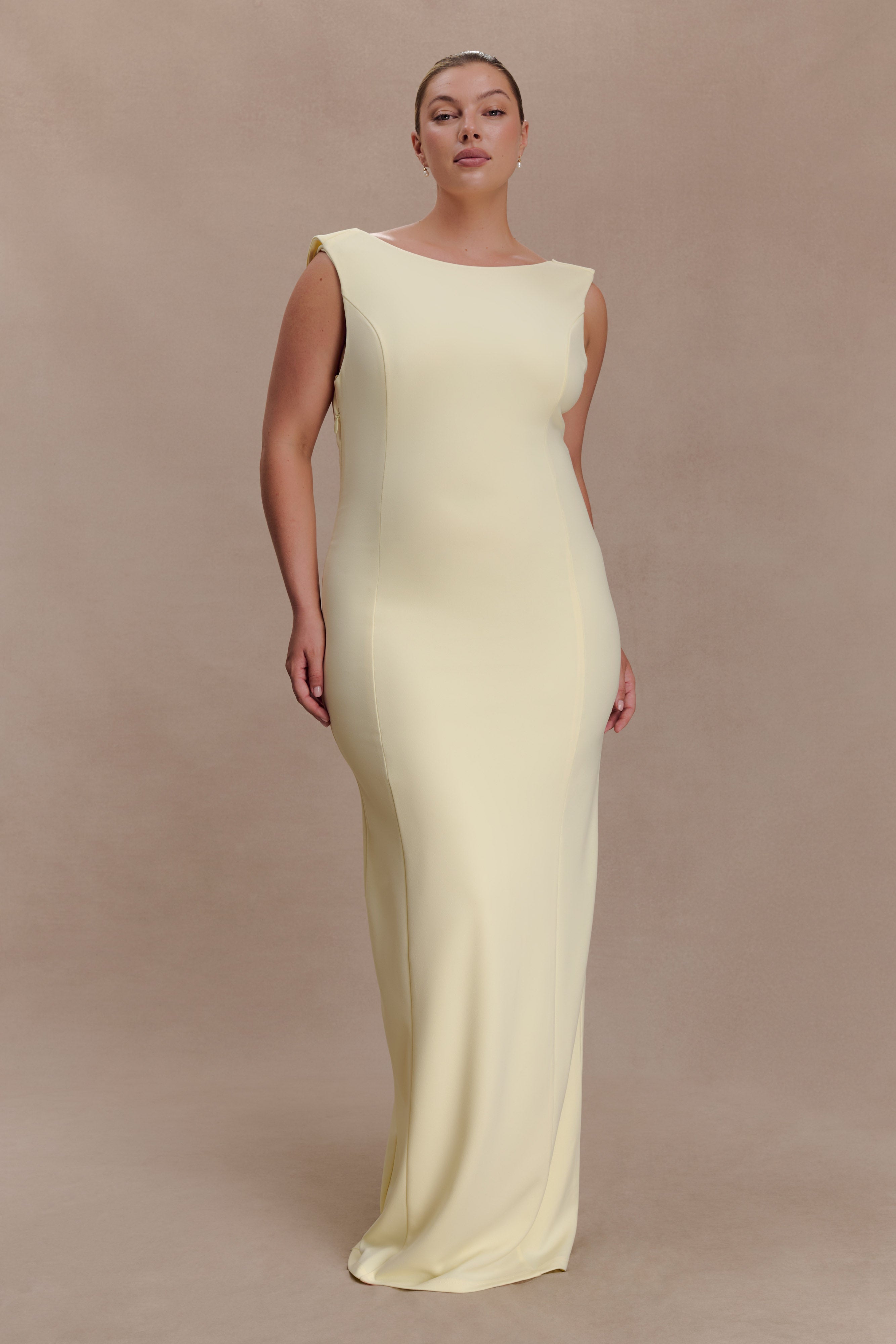 Galilea Crepe Draped Maxi Dress - Lemon - Image 8
