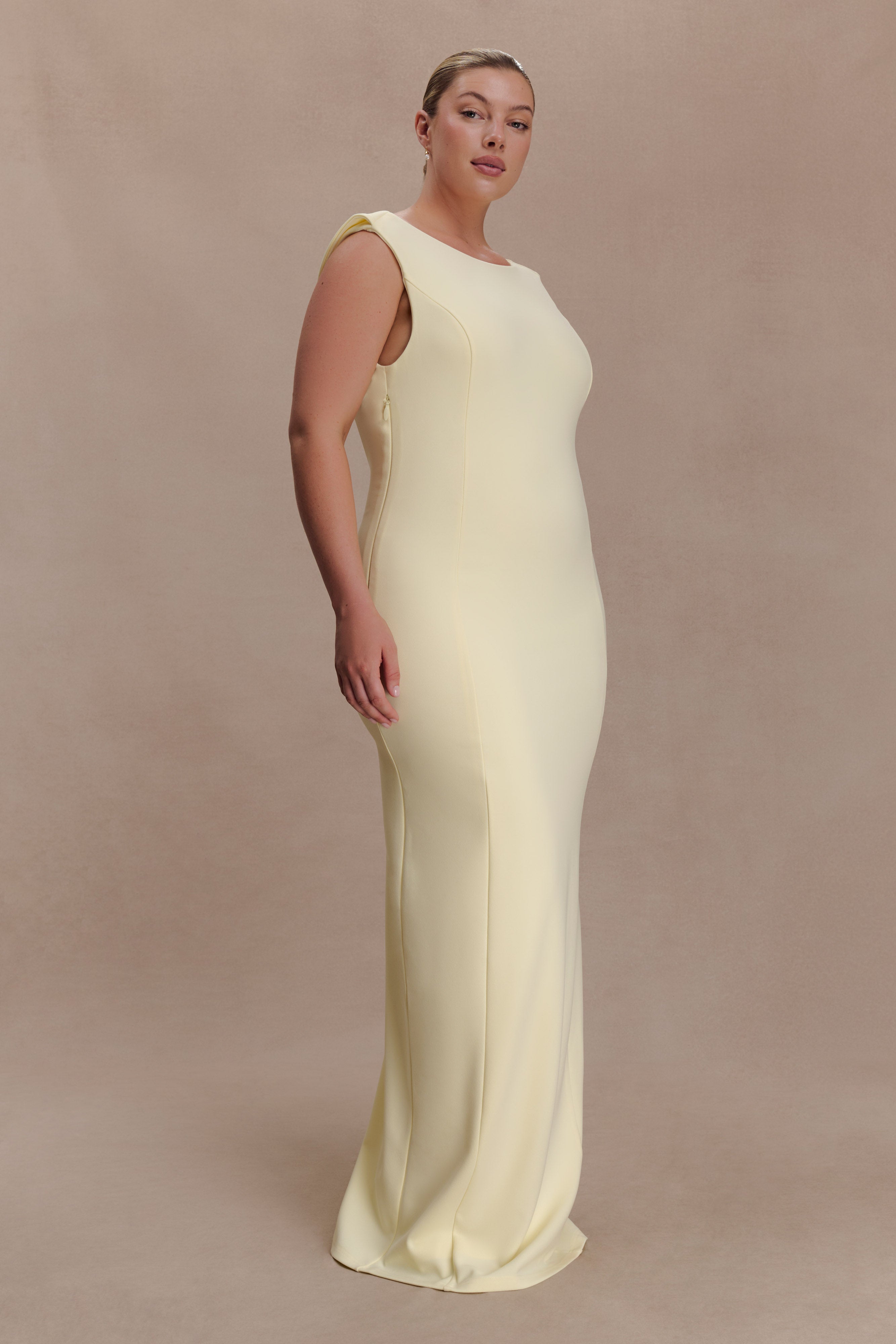 Galilea Crepe Draped Maxi Dress - Lemon - Image 7