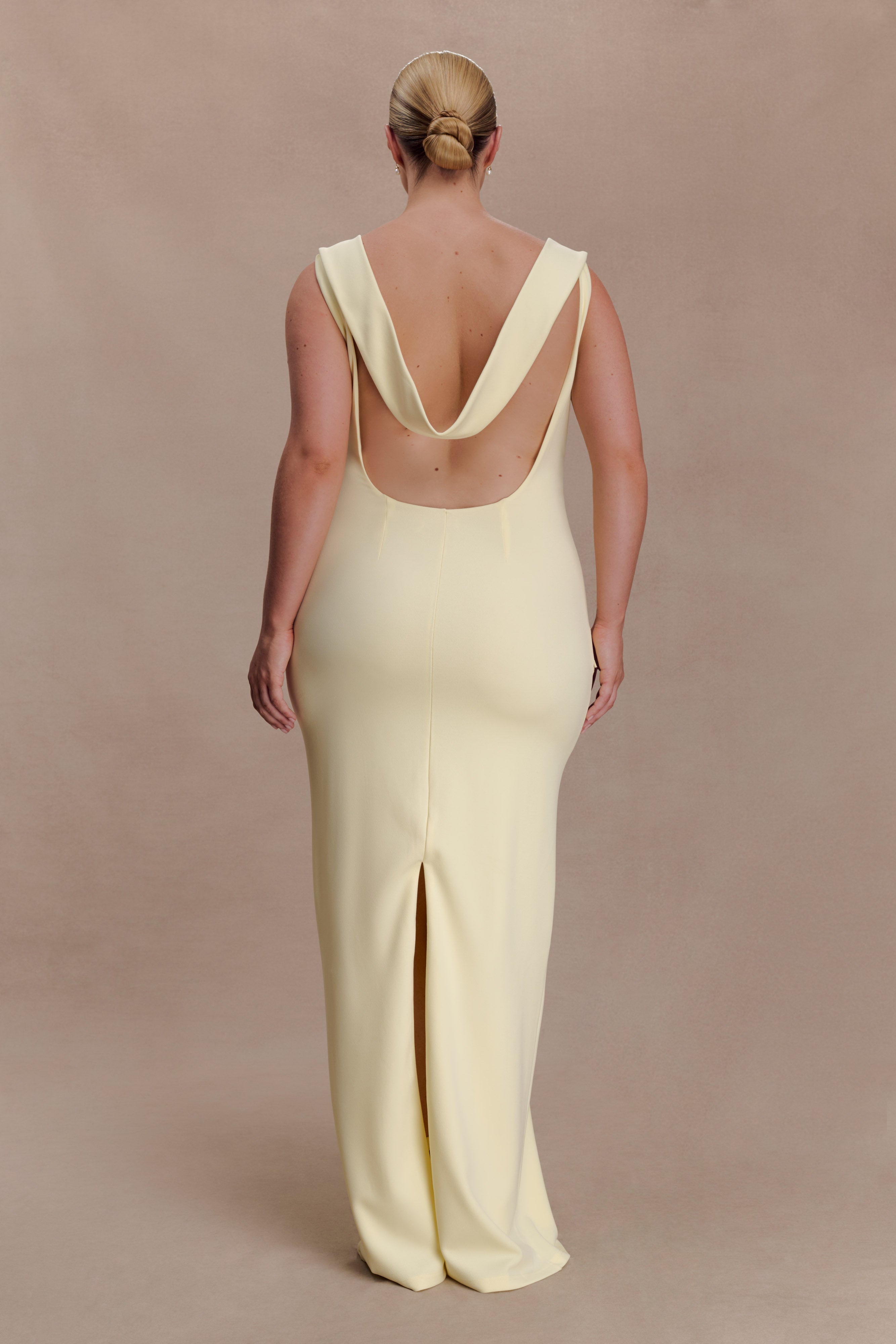 Galilea Crepe Draped Maxi Dress - Lemon - Image 6