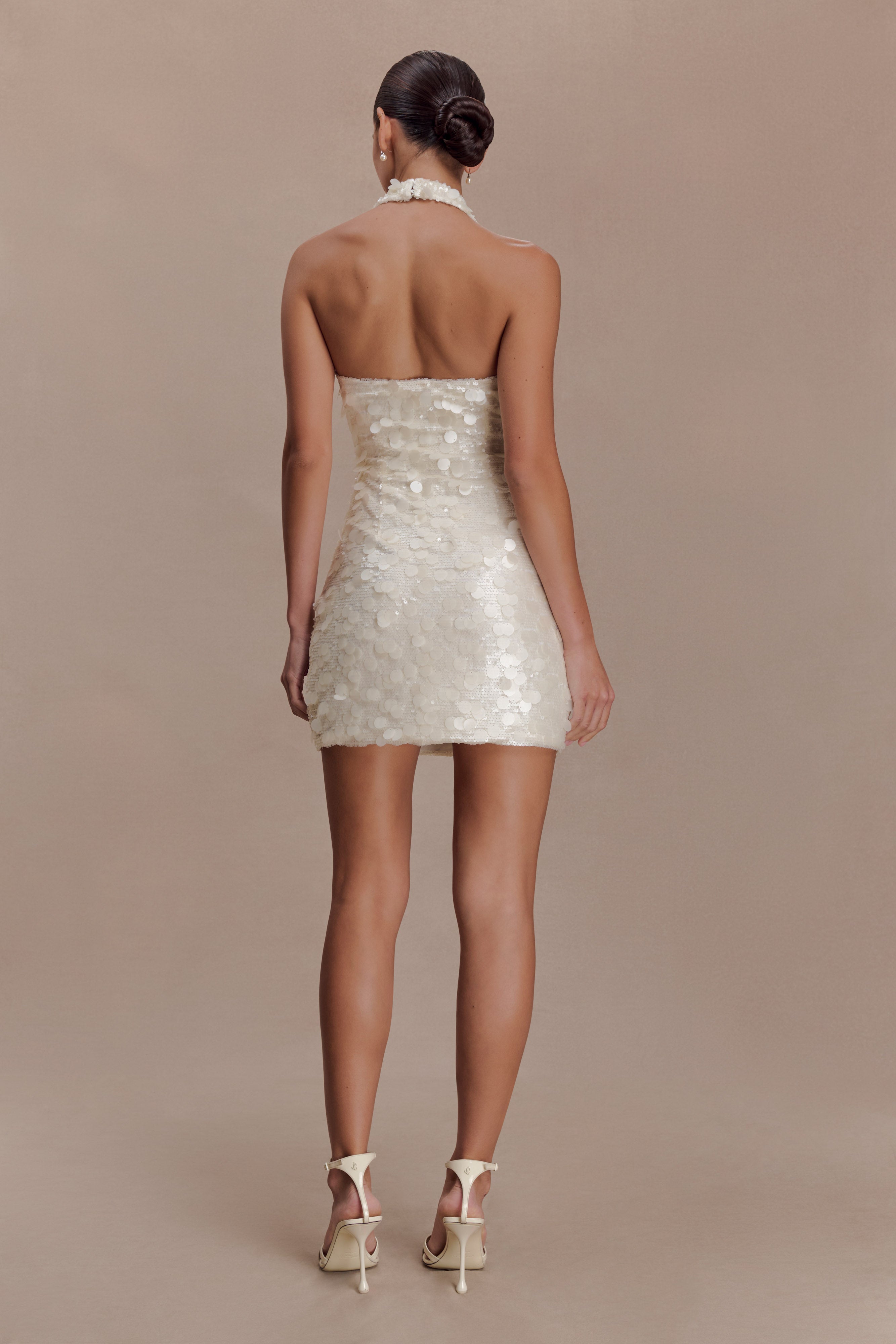 Caralee Sequin Halter Mini Dress - Ivory - Image 5