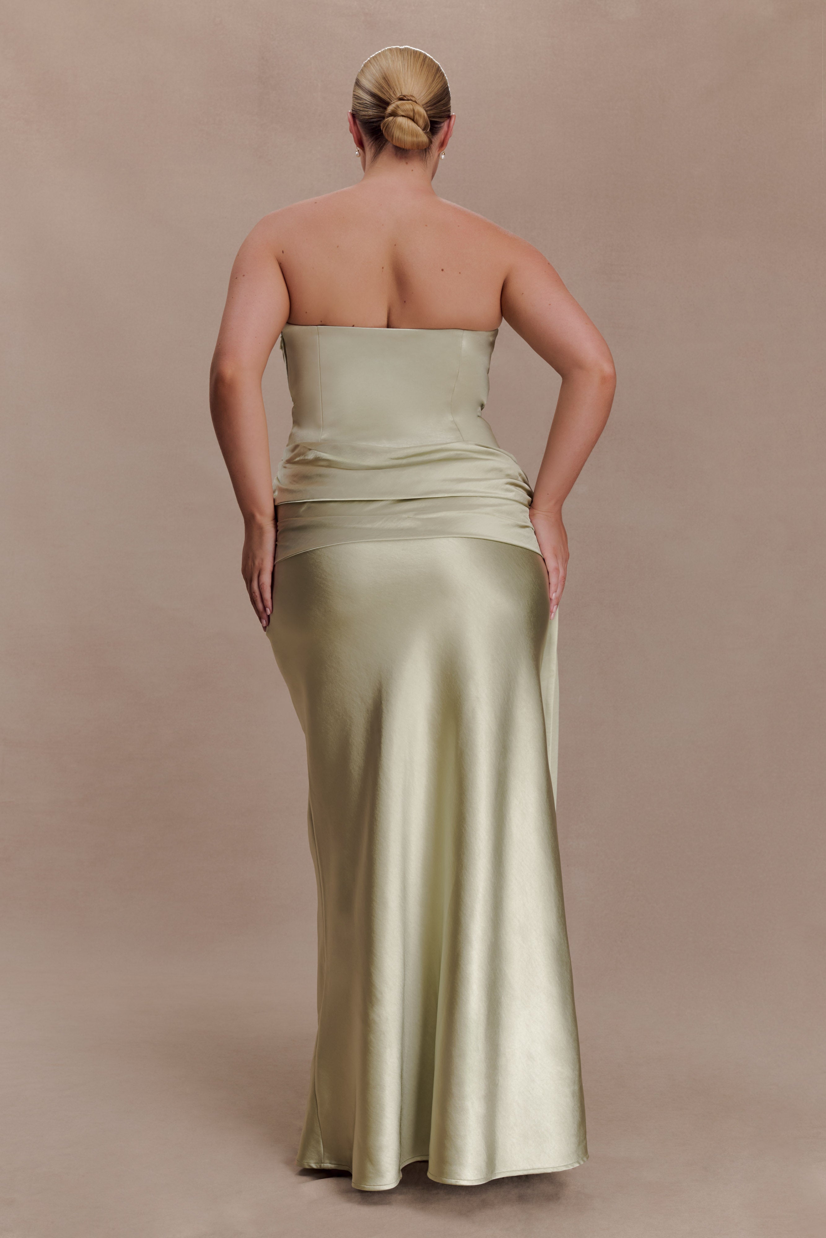 Alternative view of Sarah Strapless Maxi Dress With Waist Tie - Sage