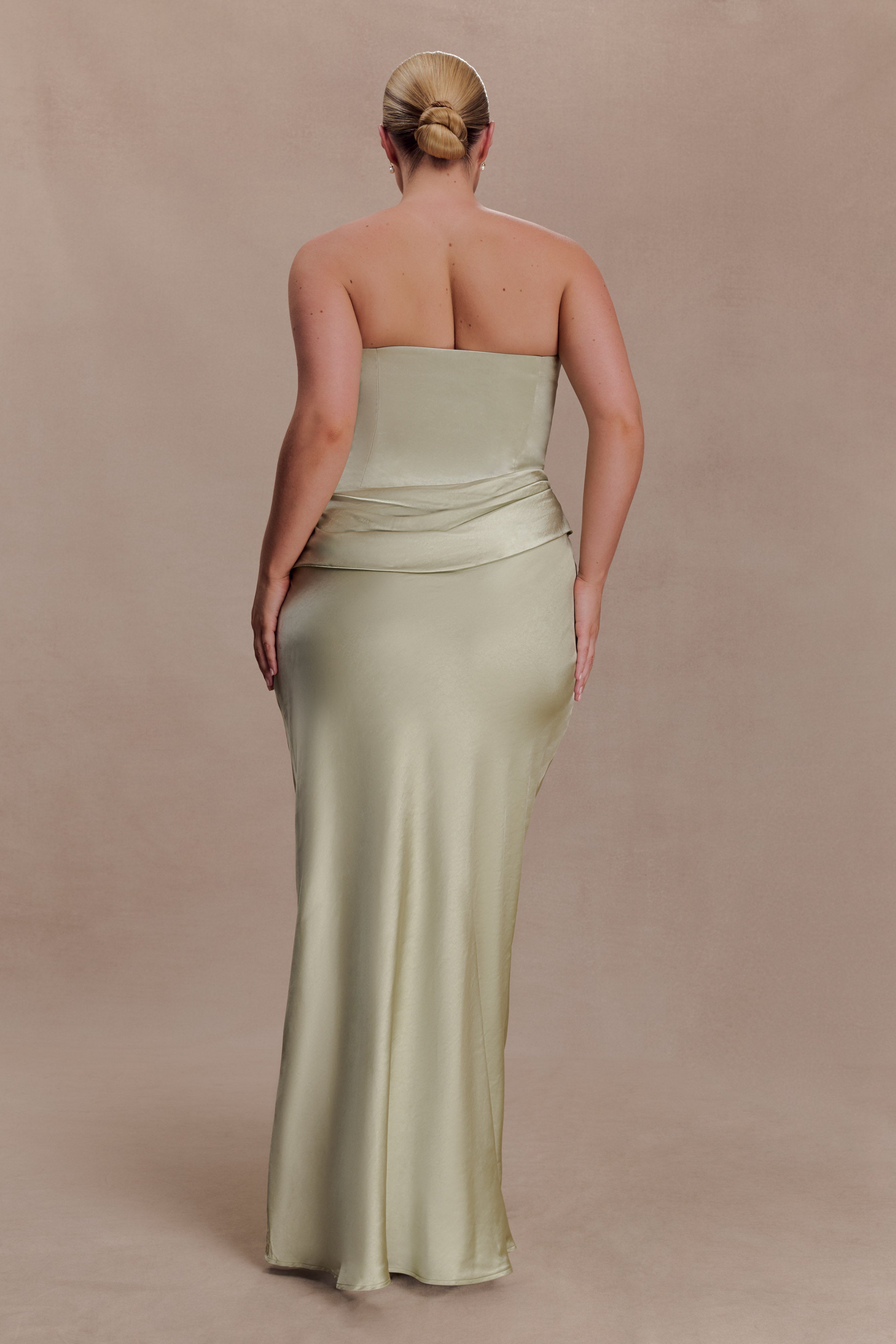 Alternative view of Jasmine Strapless Satin Maxi Dress - Sage