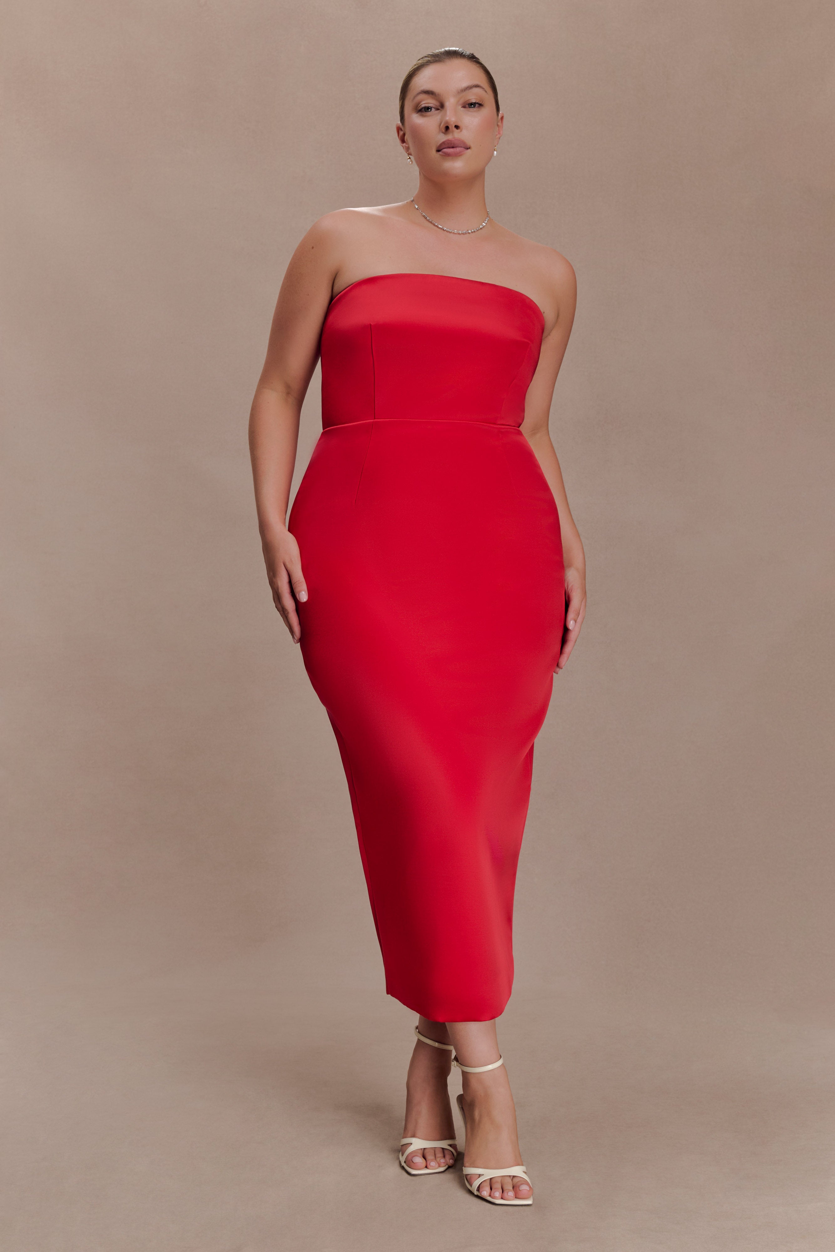 Ophelia Peplum Satin Maxi Dress - Red - Image 9