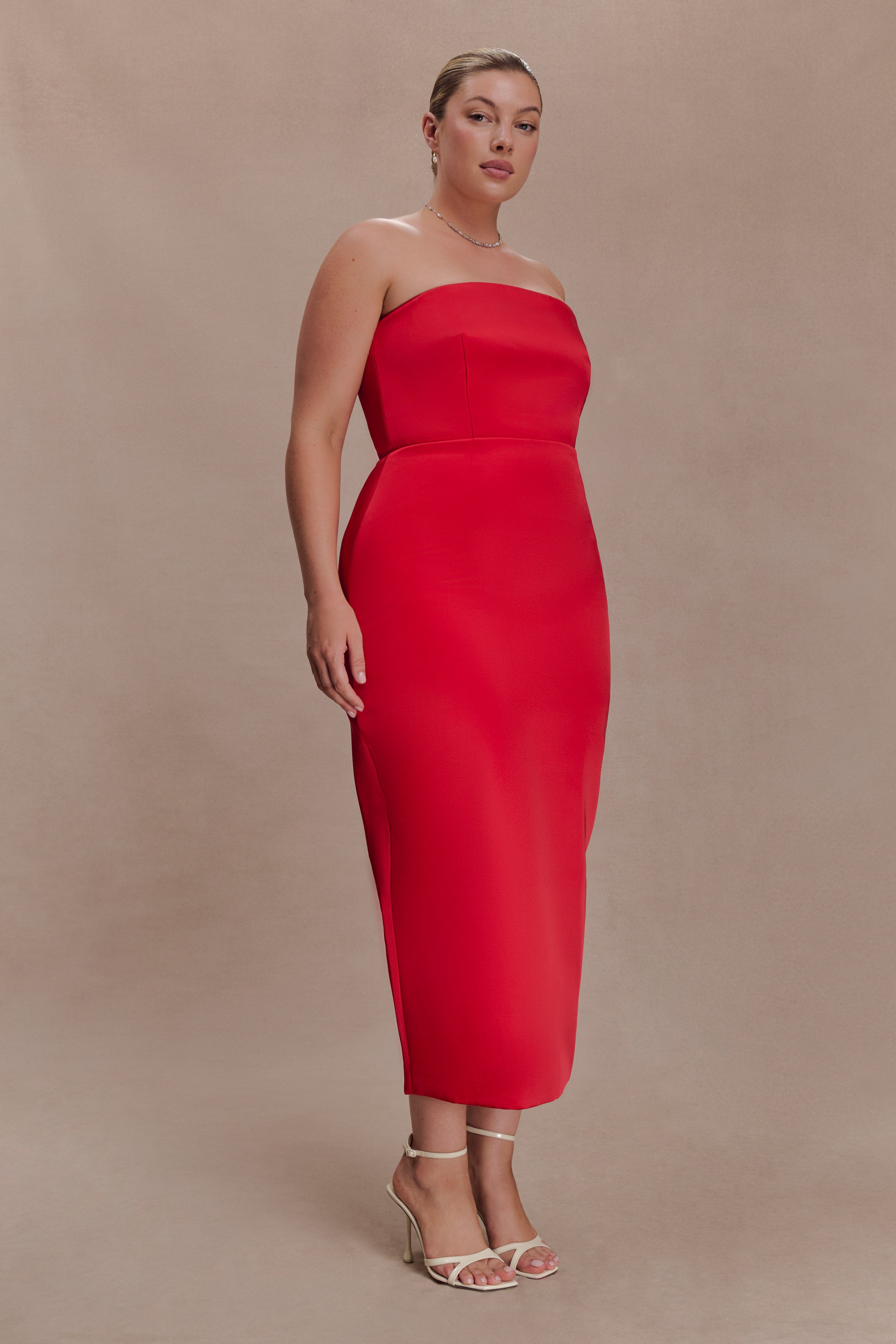 Ophelia Peplum Satin Maxi Dress - Red - Image 7