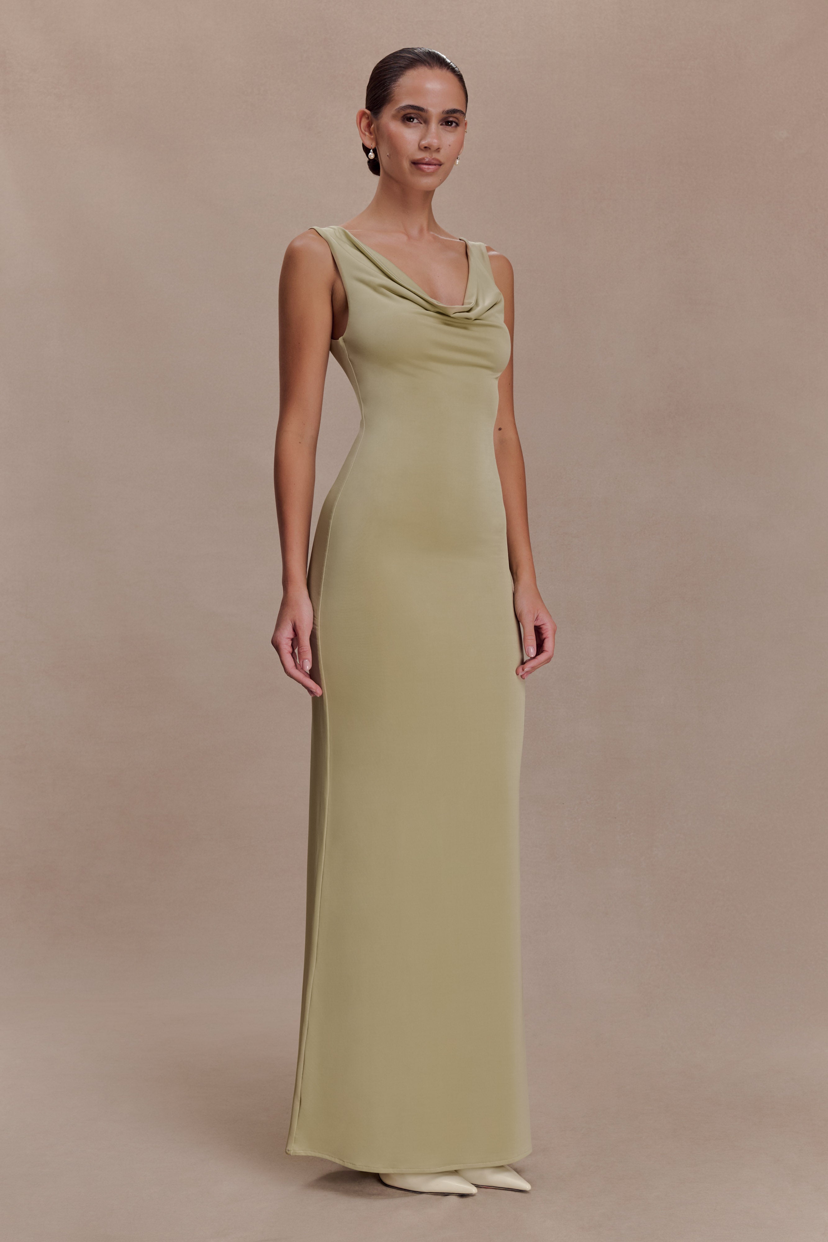 Marta Slinky Cowl Maxi Dress - Sage - Image 4