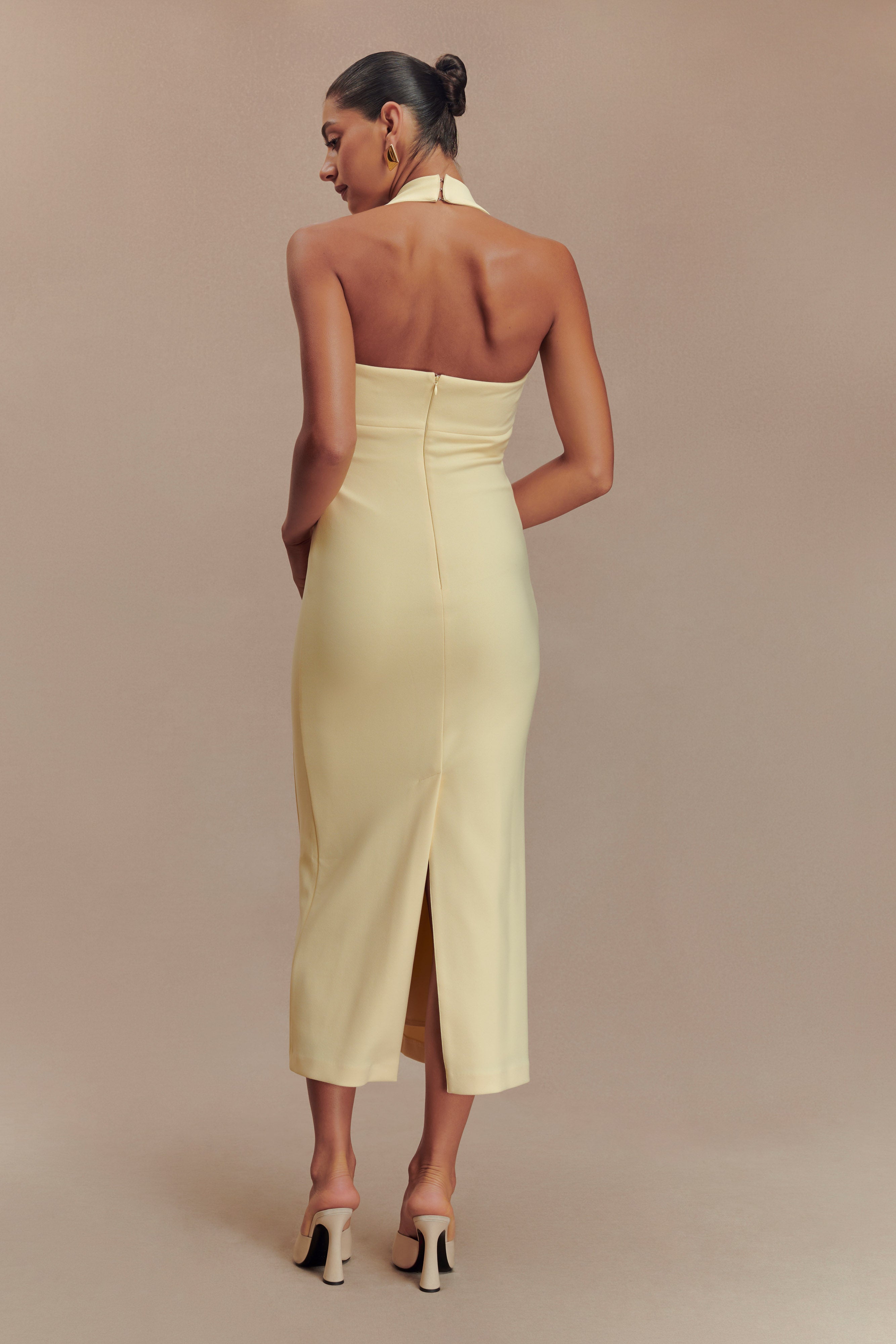 Alternative view of Amelita Suiting Halter Midi Dress - Pale Lemon