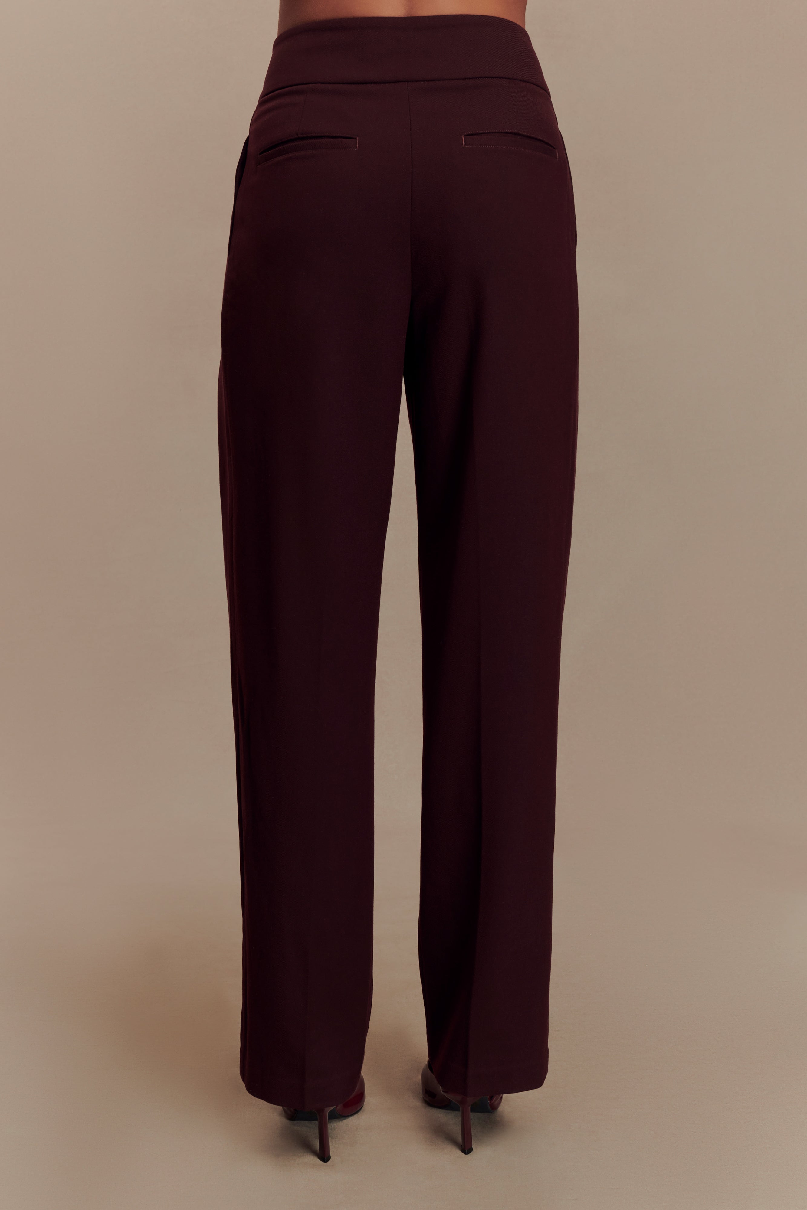 Penelope Pleated High Waisted Pants - Mahogany - Image 3
