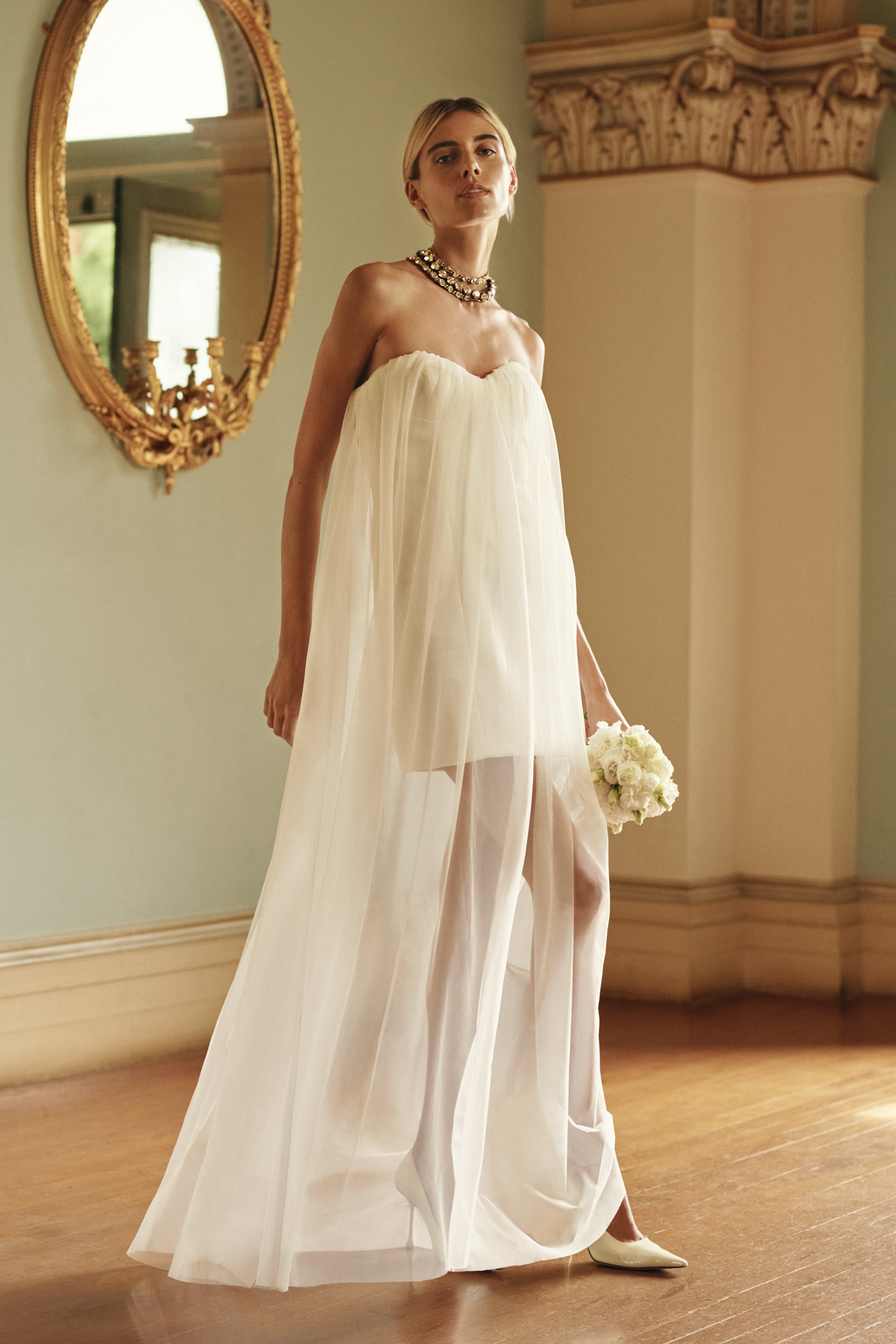 Bettany Chiffon Strapless Maxi Dress - White - Image 8