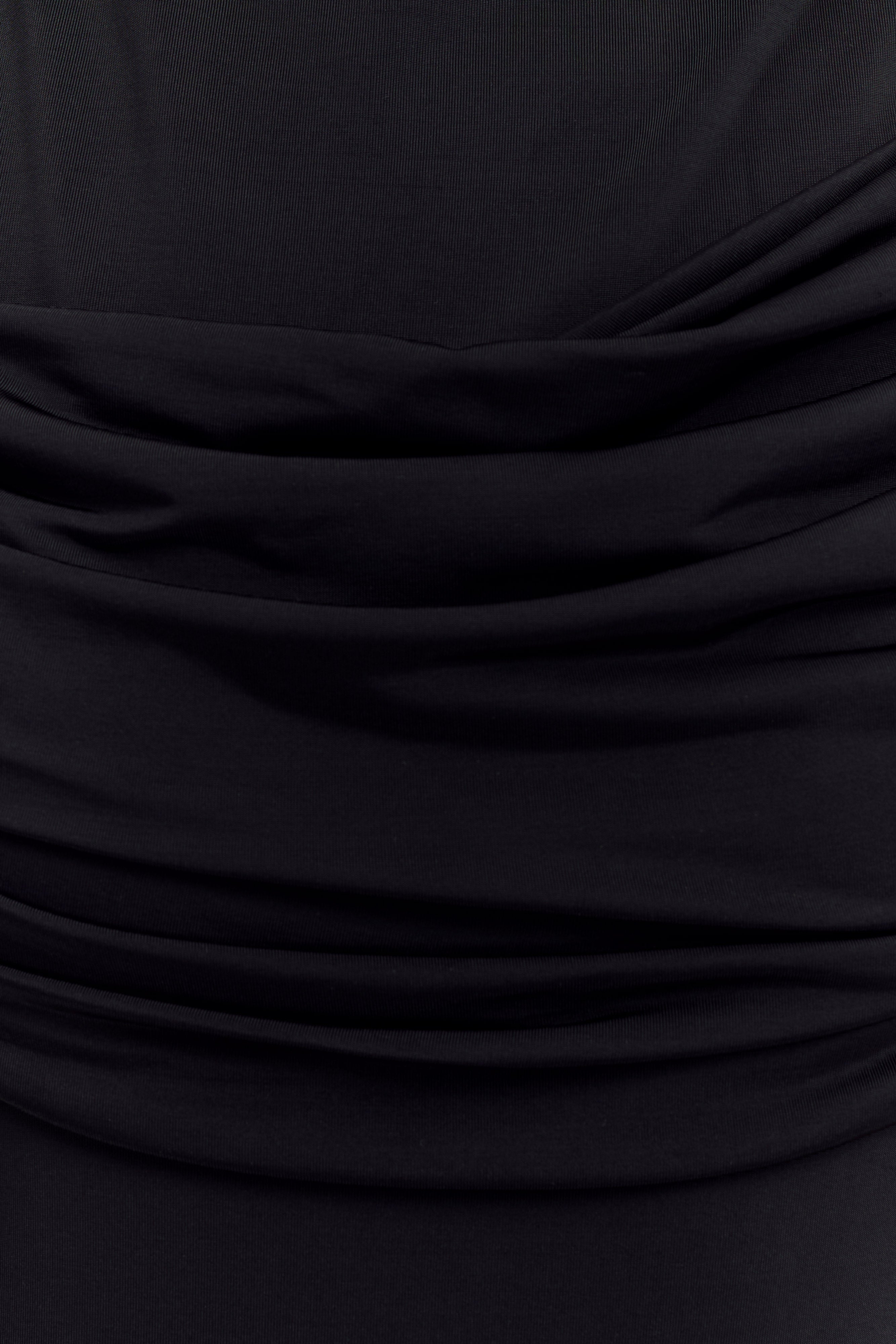 Henley Slinky Drape Maxi Dress - Black - Image 6