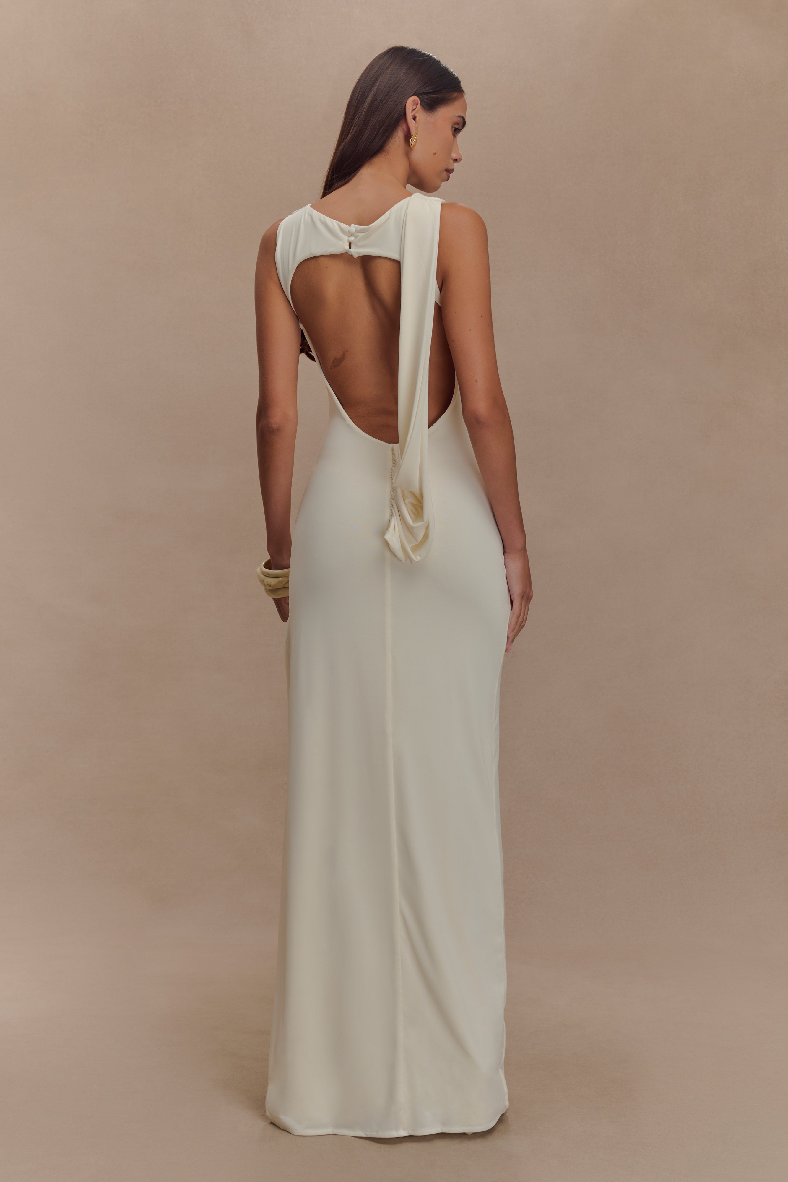 Alternative view of Henley Slinky Drape Maxi Dress - Ivory