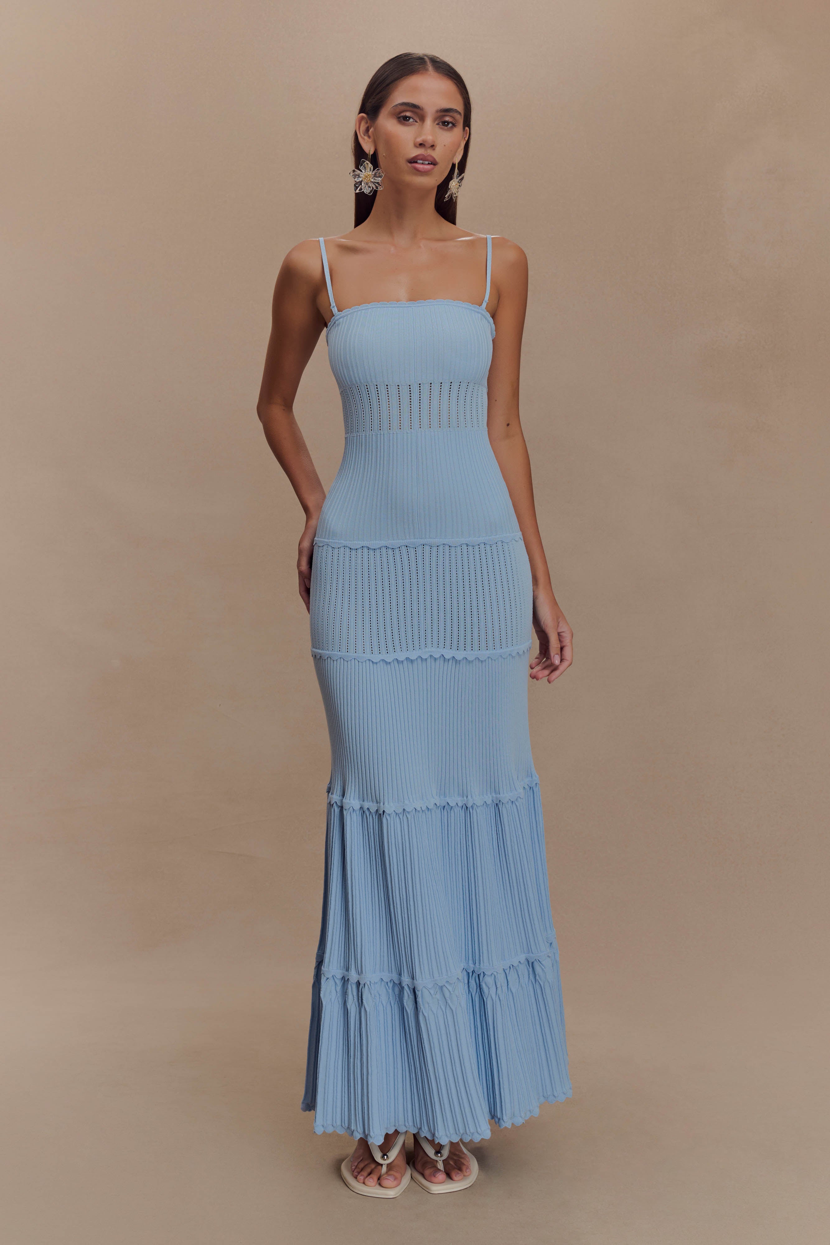 Alternative view of Finley Pointelle Knit Maxi Dress - Cornflower Blue