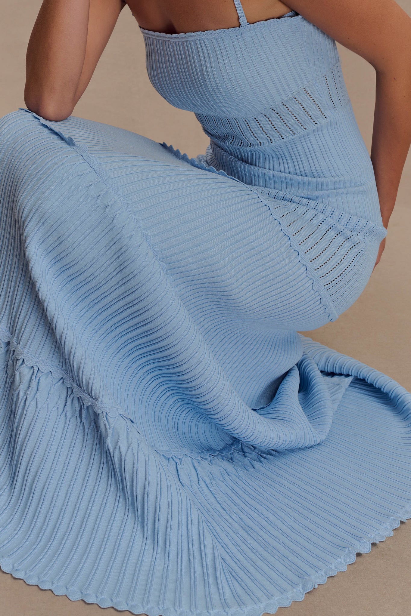 Finley Pointelle Knit Maxi Dress - Cornflower Blue - Image 3