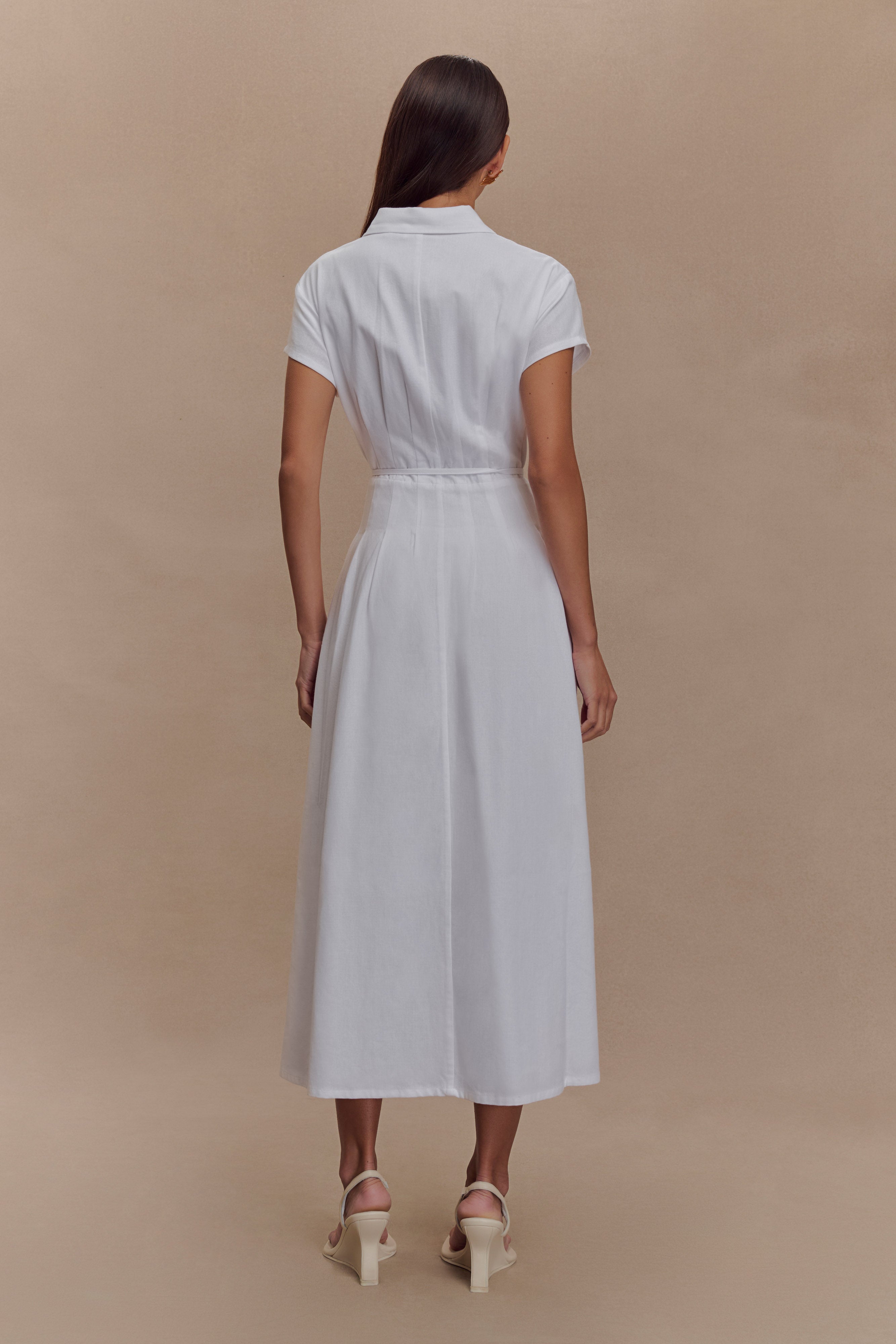 Alternative view of Aysha Buttoned Linen Midi Dress - White
