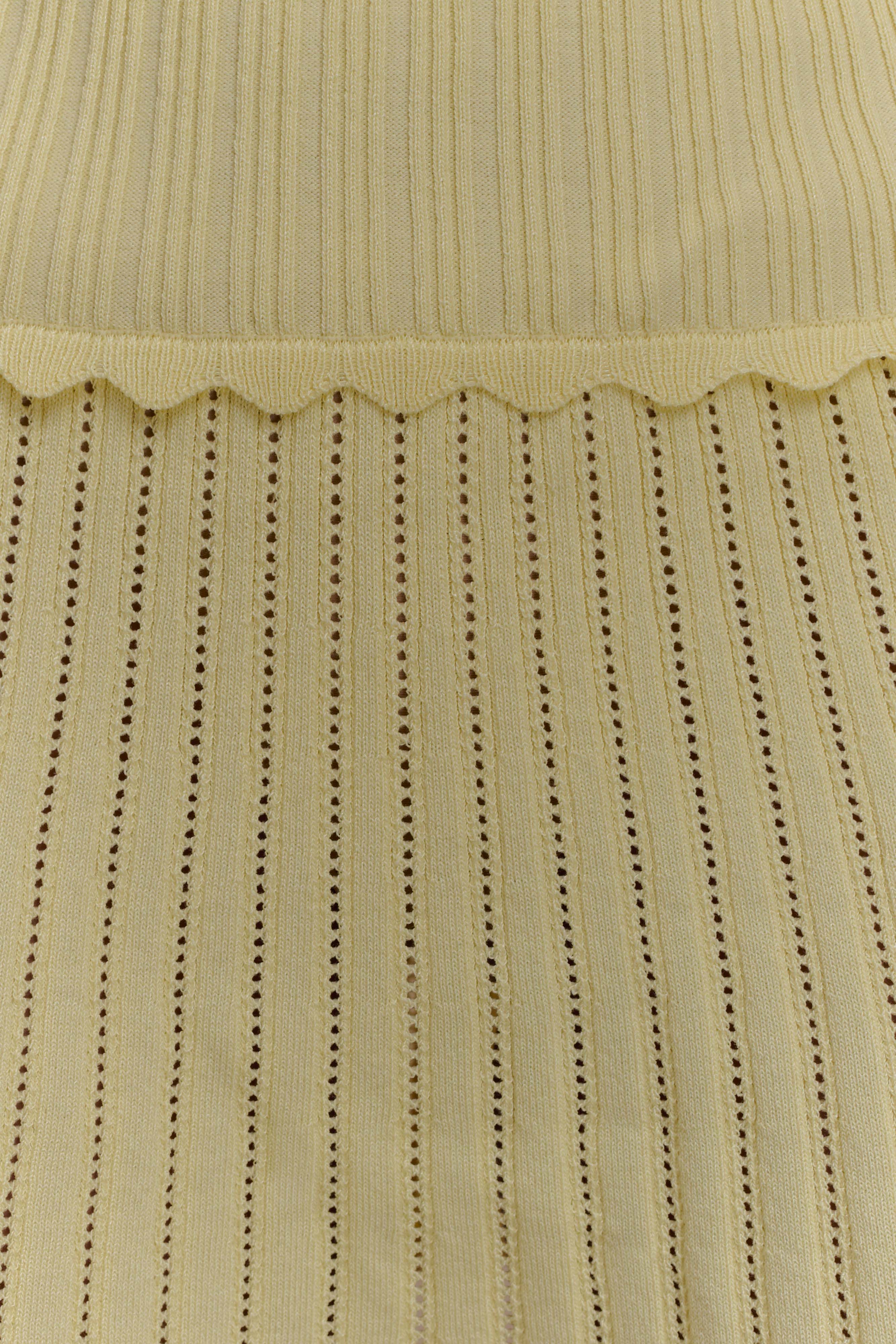 Indy Pointelle Knit Mini Skirt - Lemon - Image 9