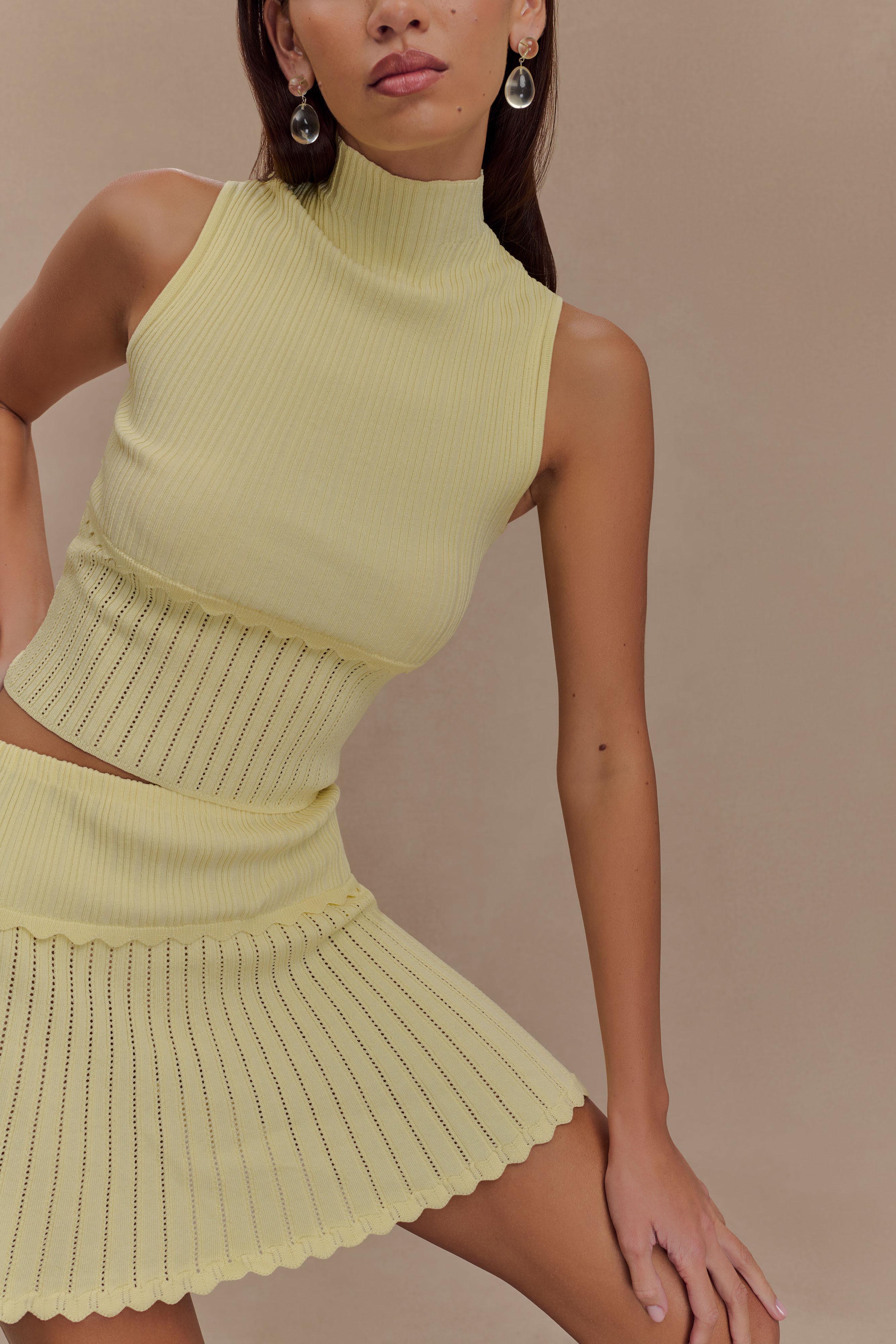 Indy Pointelle Knit Top - Lemon - Image 4