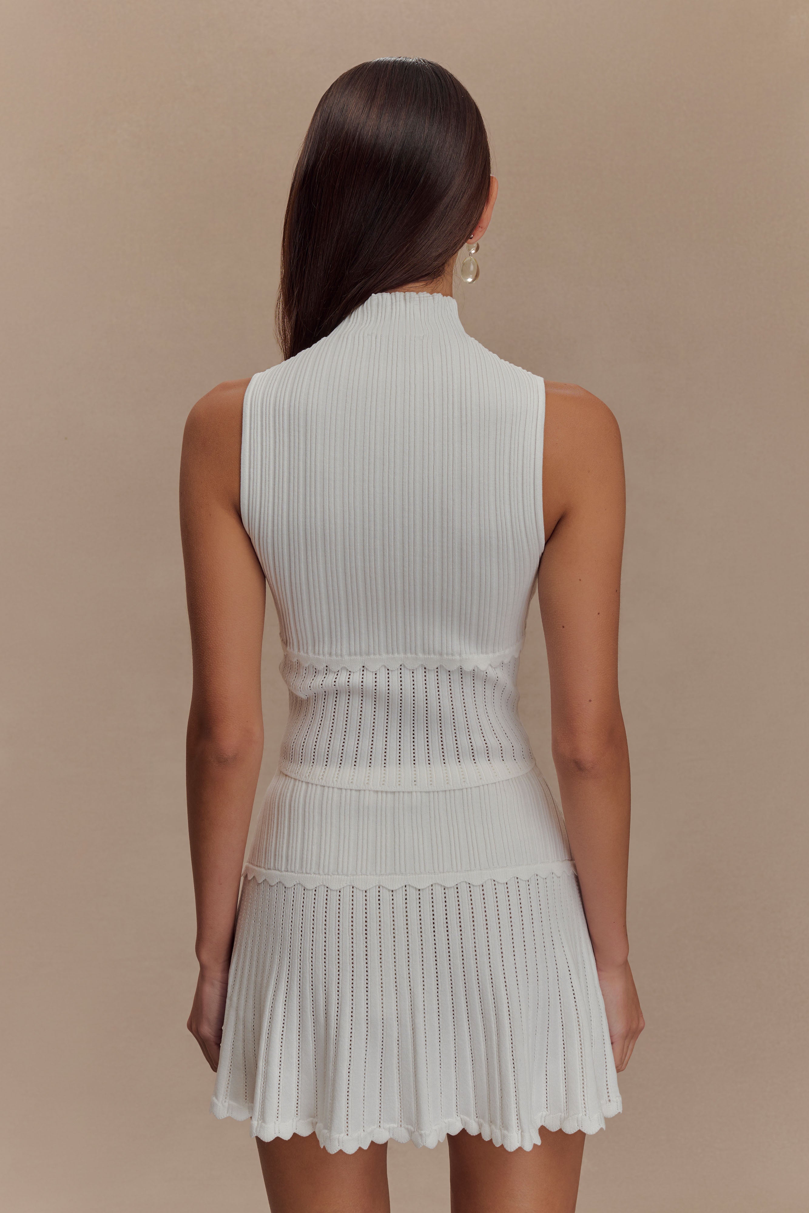 Indy Pointelle Knit Mini Skirt - Ivory - Image 5