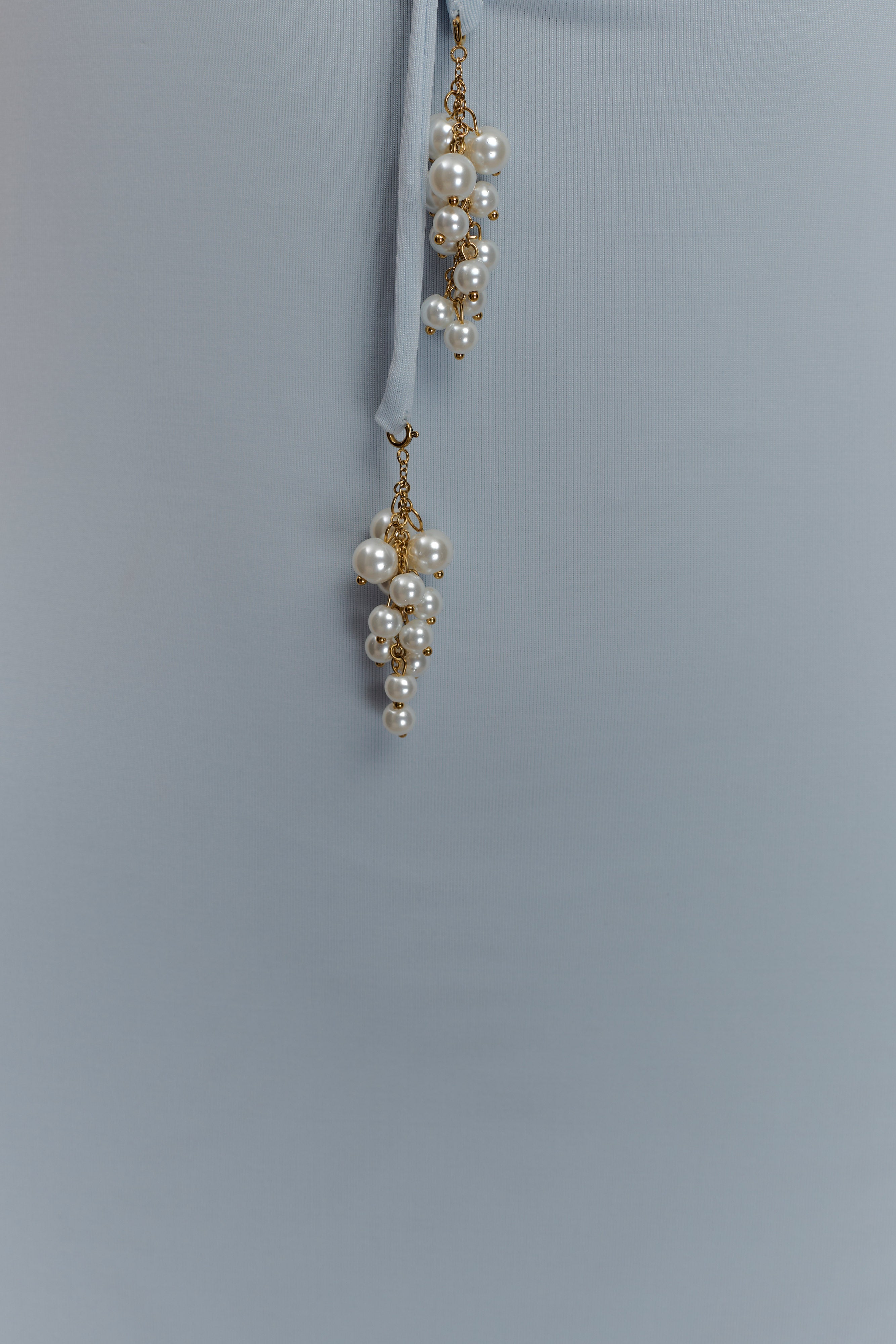Beryl Slinky Maxi Dress With Pearls - Pale Blue - Image 4