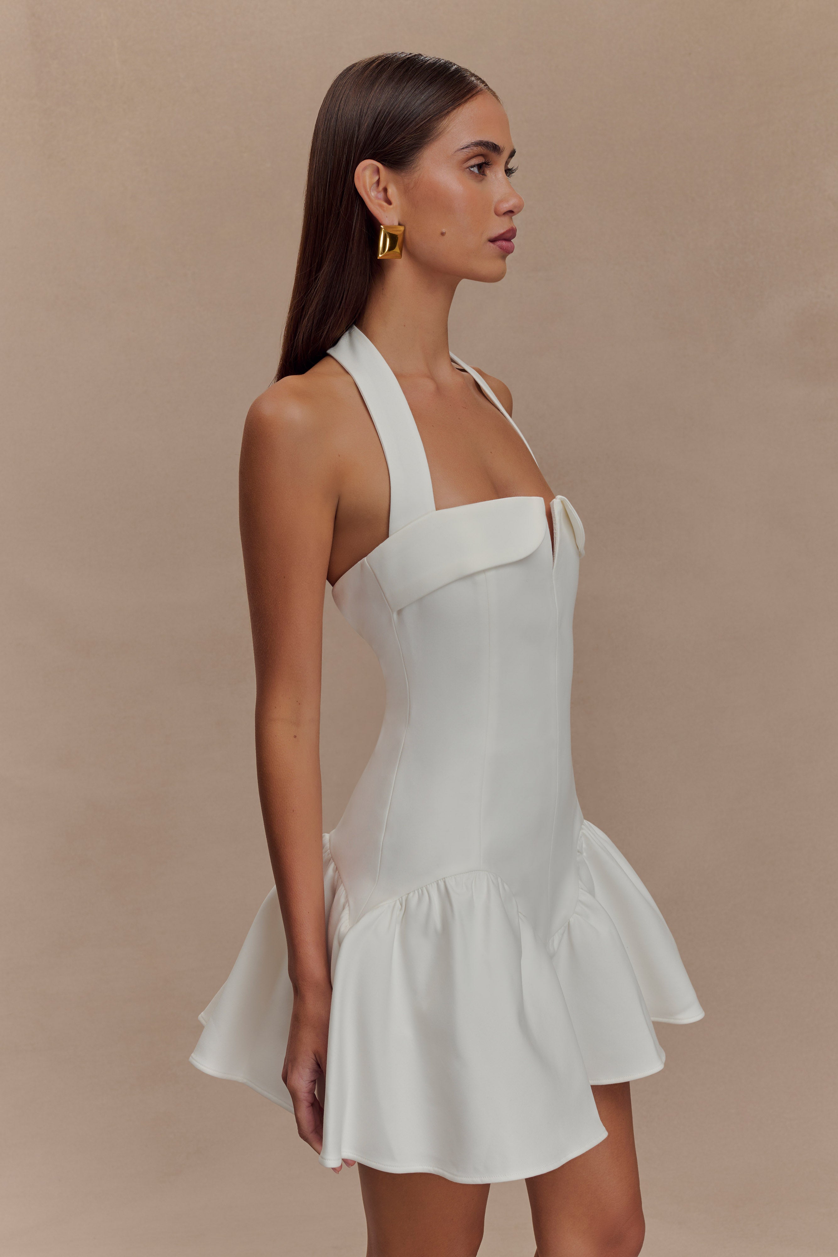 Alternative view of Calipso Halter Mini Dress - White