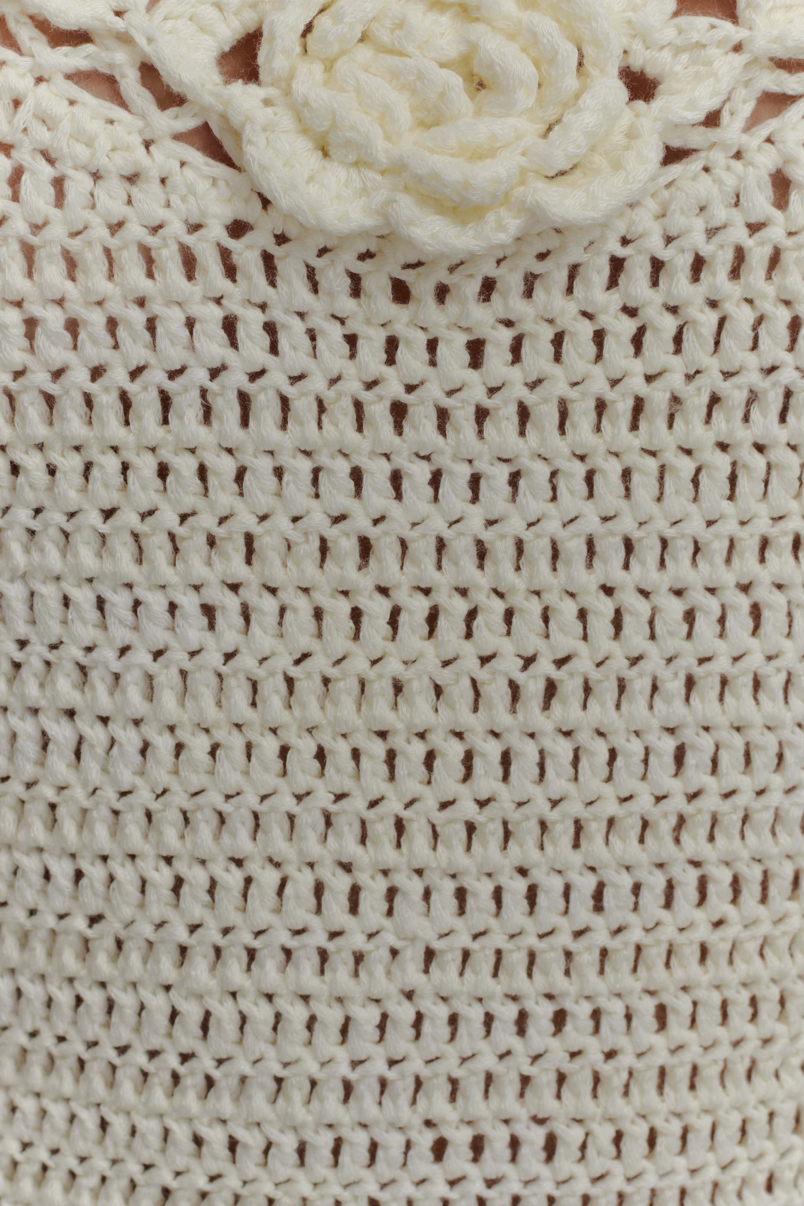 Liyah Floral Hand Crochet Mini Dress - Ivory - Image 7