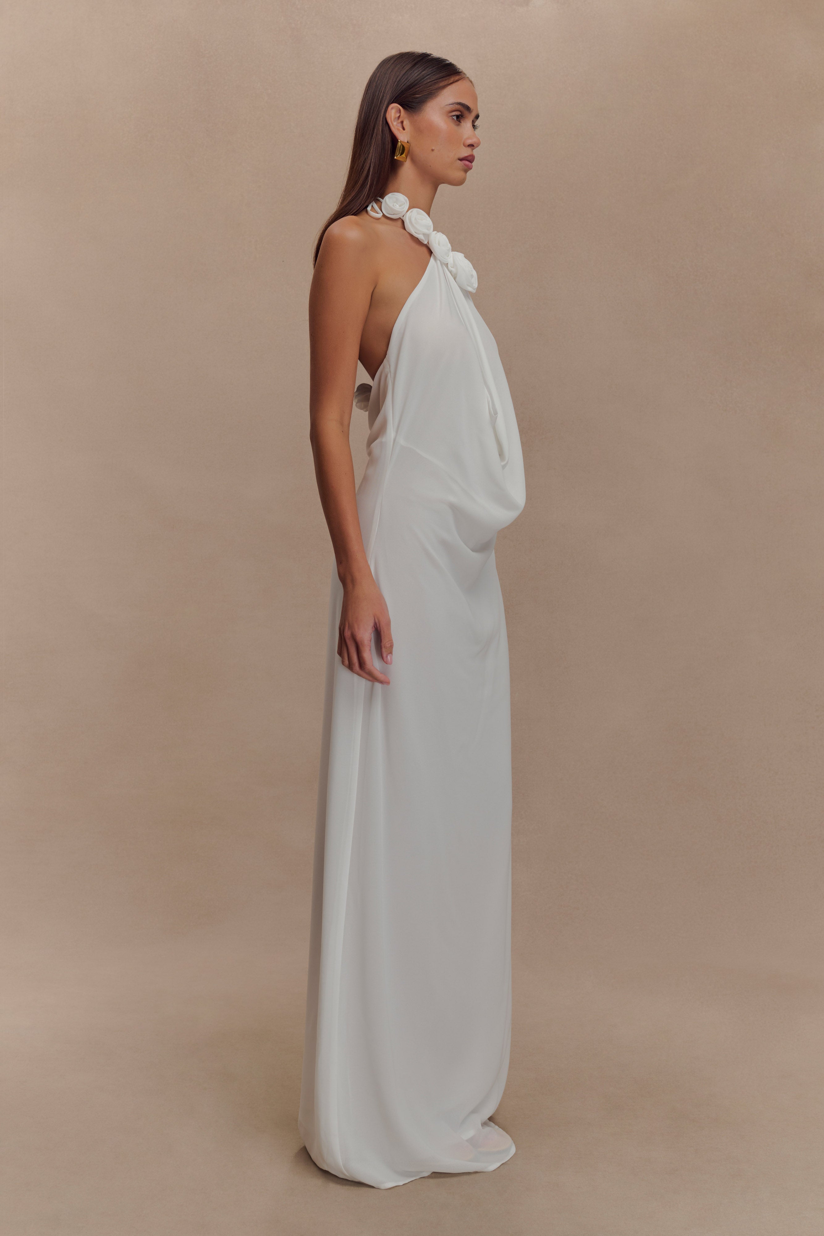 Rosalia Cowl Neck Maxi Dress - White - Image 4
