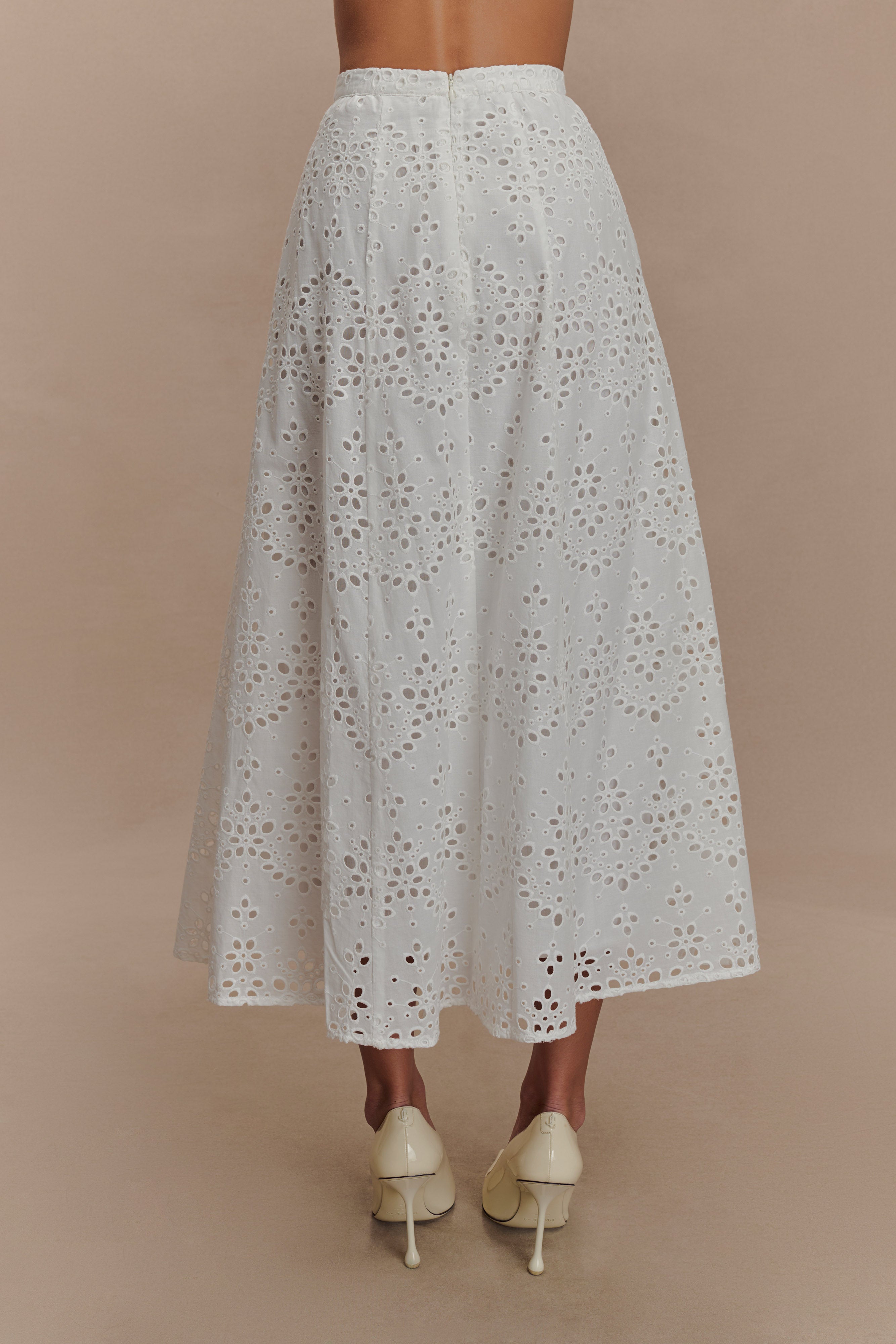 Alternative view of Arla Broderie Midi Skirt - White