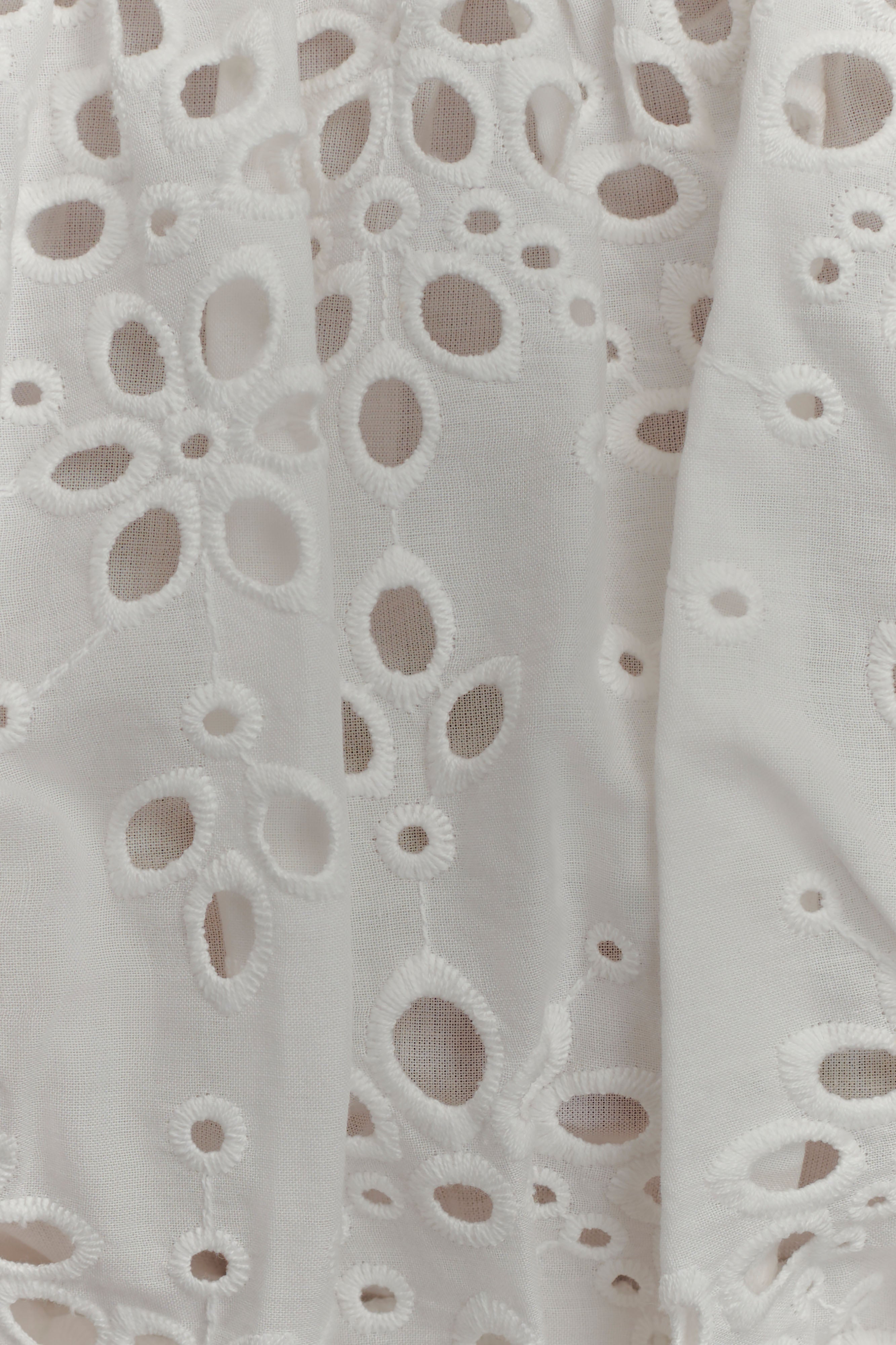 Autumn Off Shoulder Broderie Top - White - Image 9