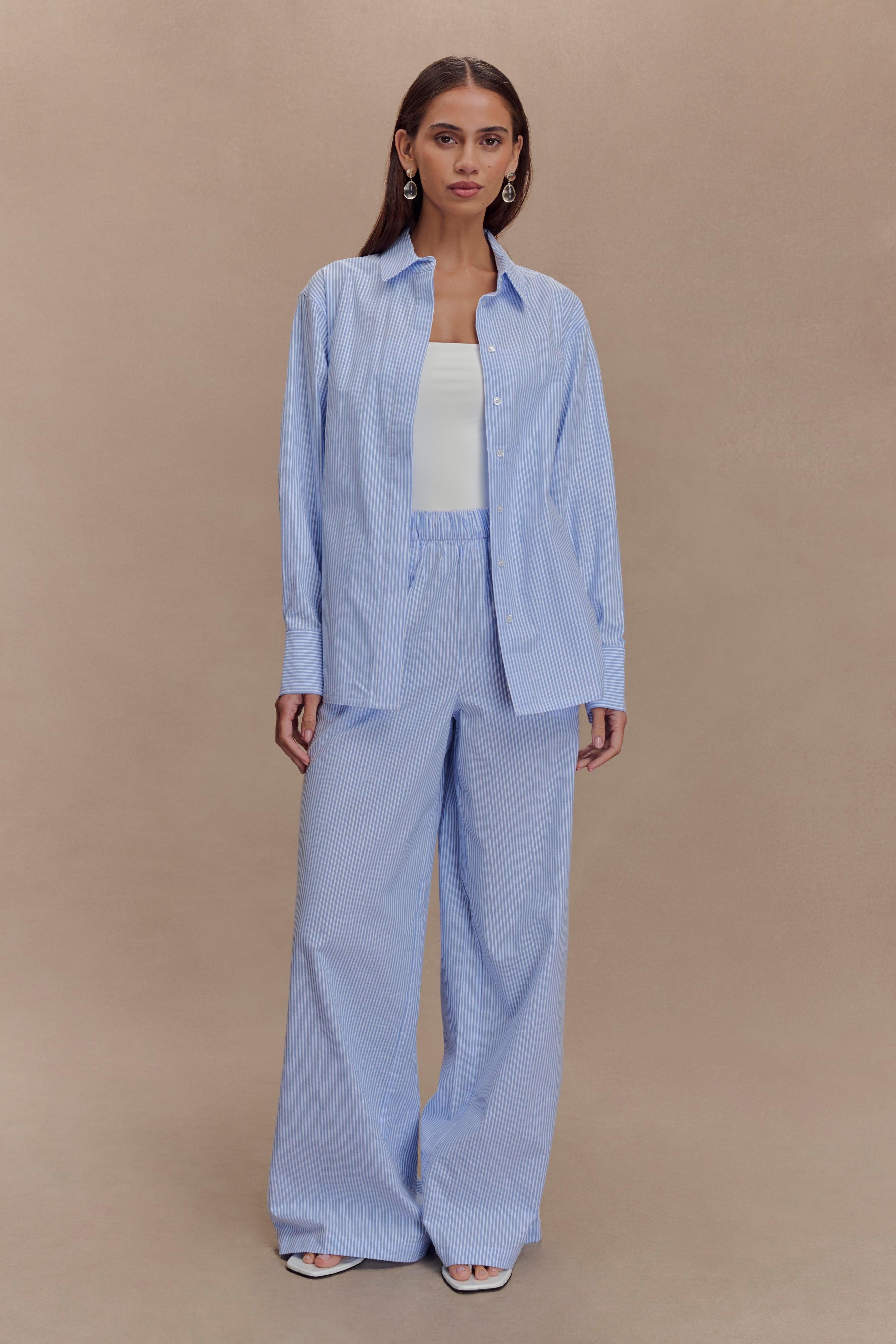 Hansen Oversized Shirt - Blue Pinstripe - Image 5