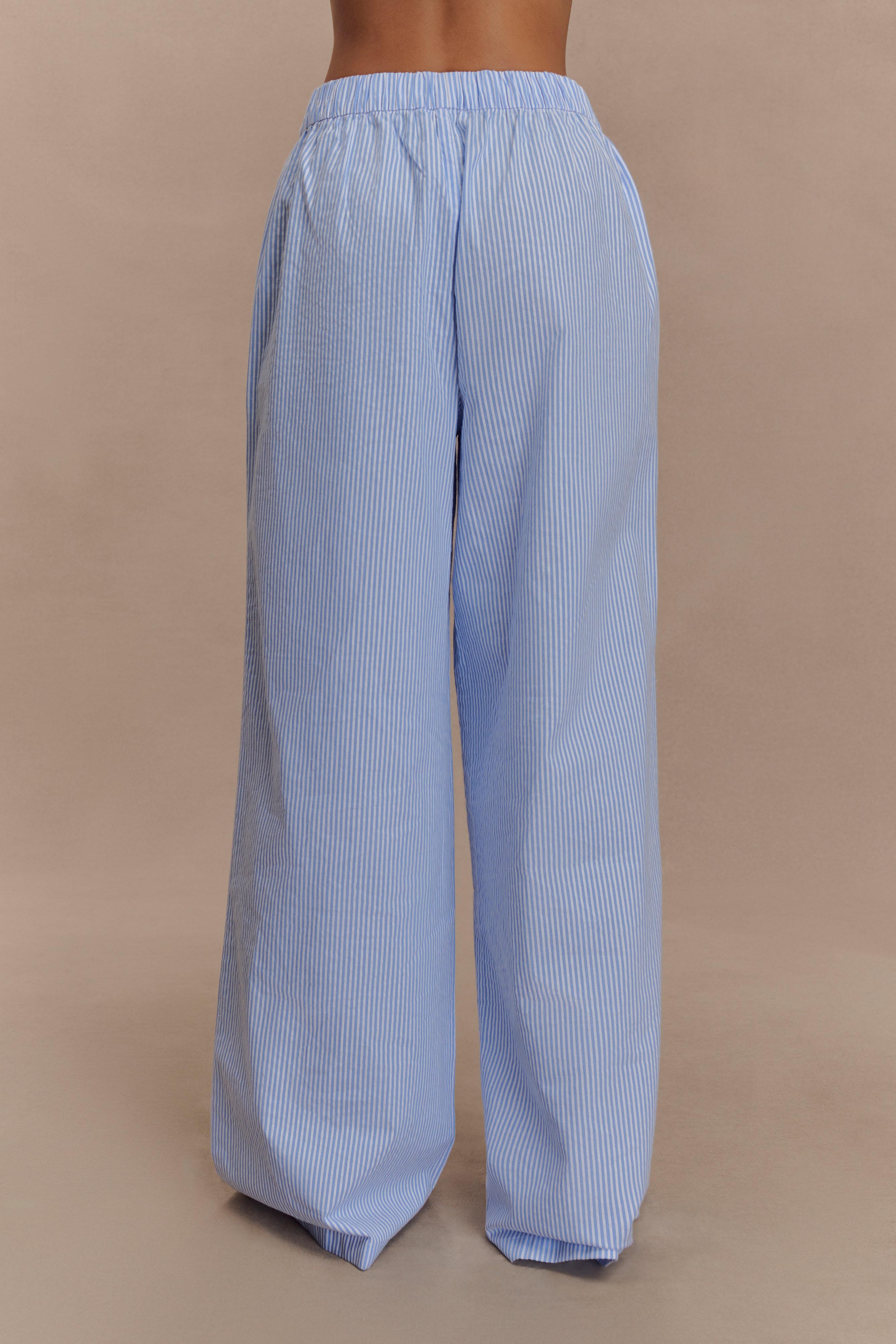Alternative view of Hansen Wide Leg Pants - Blue Pinstripe