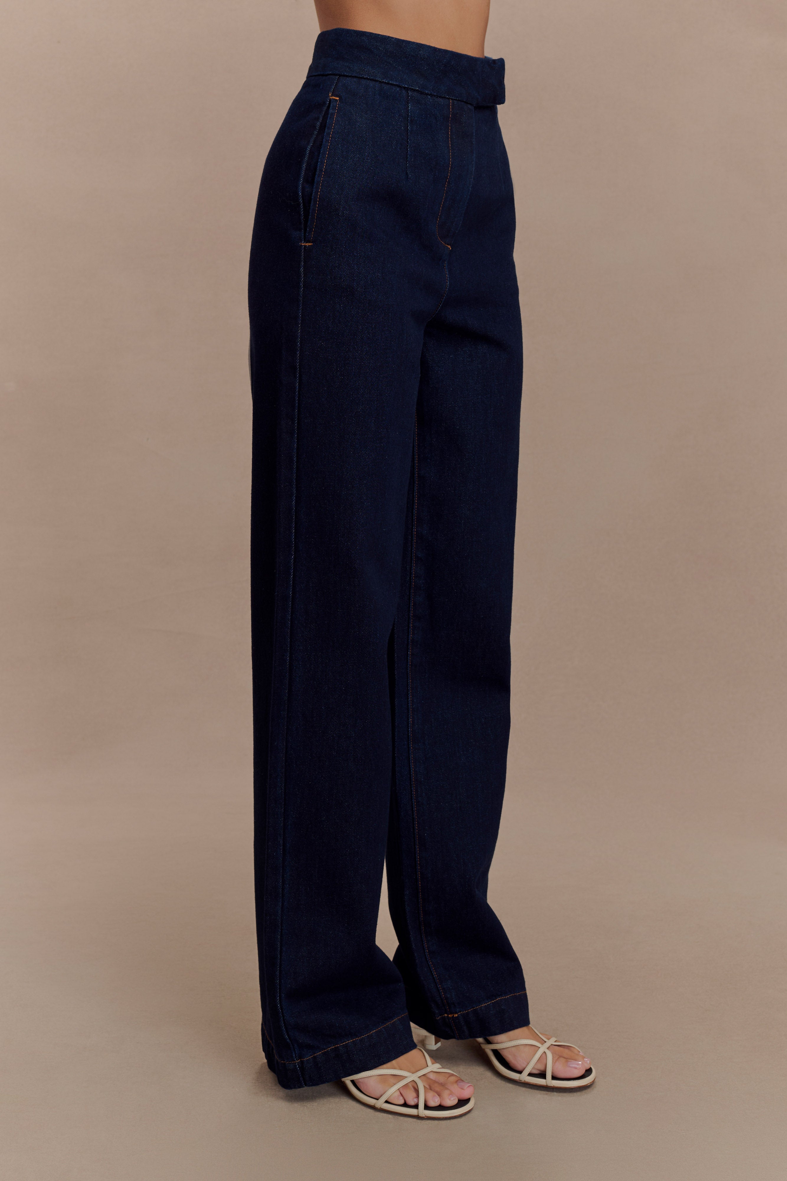 Rayne Wide Leg Denim Jeans - Indigo Blue - Image 3