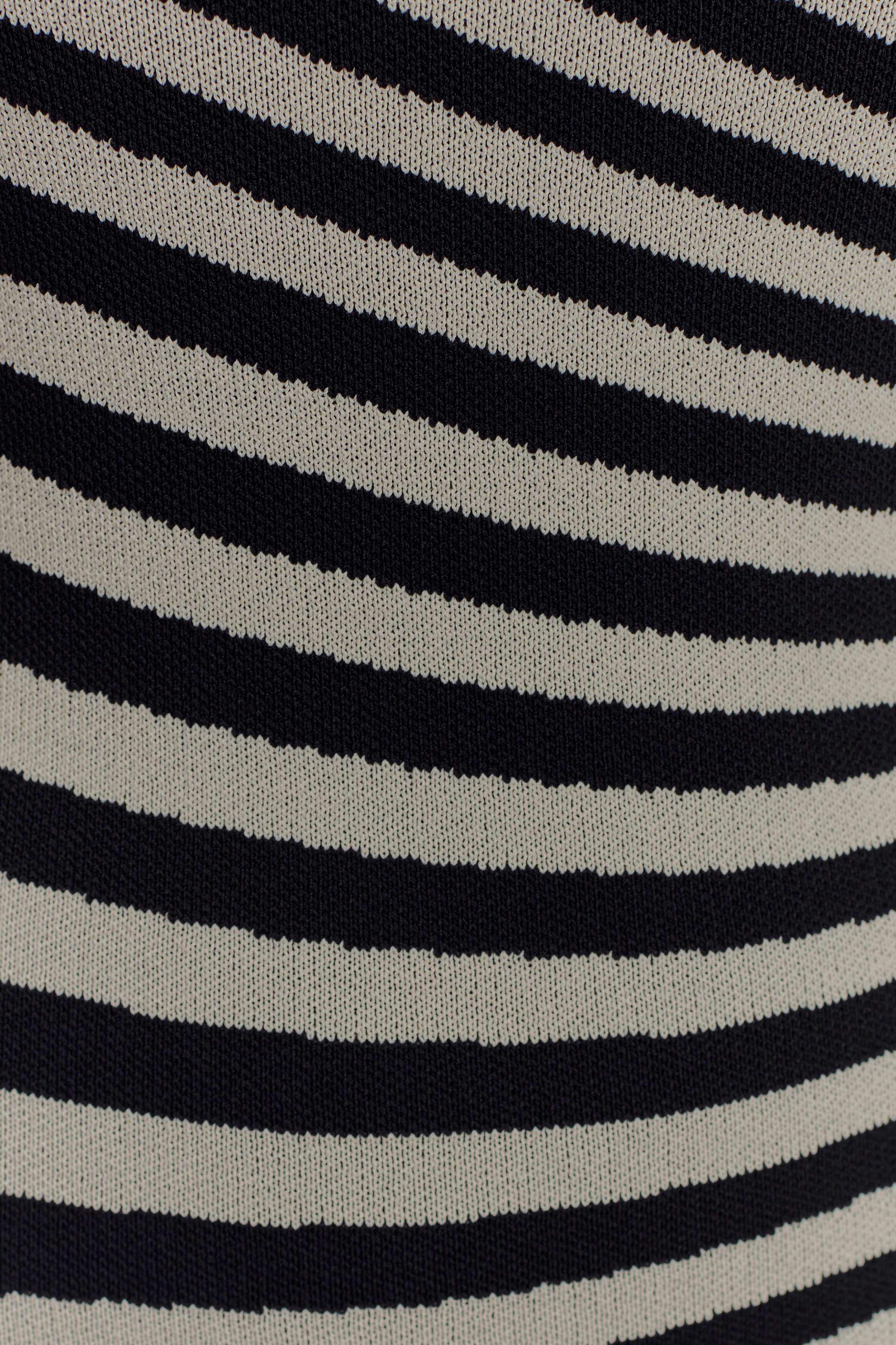 Raven Striped Knit Midi Dress - Black/White - Image 5