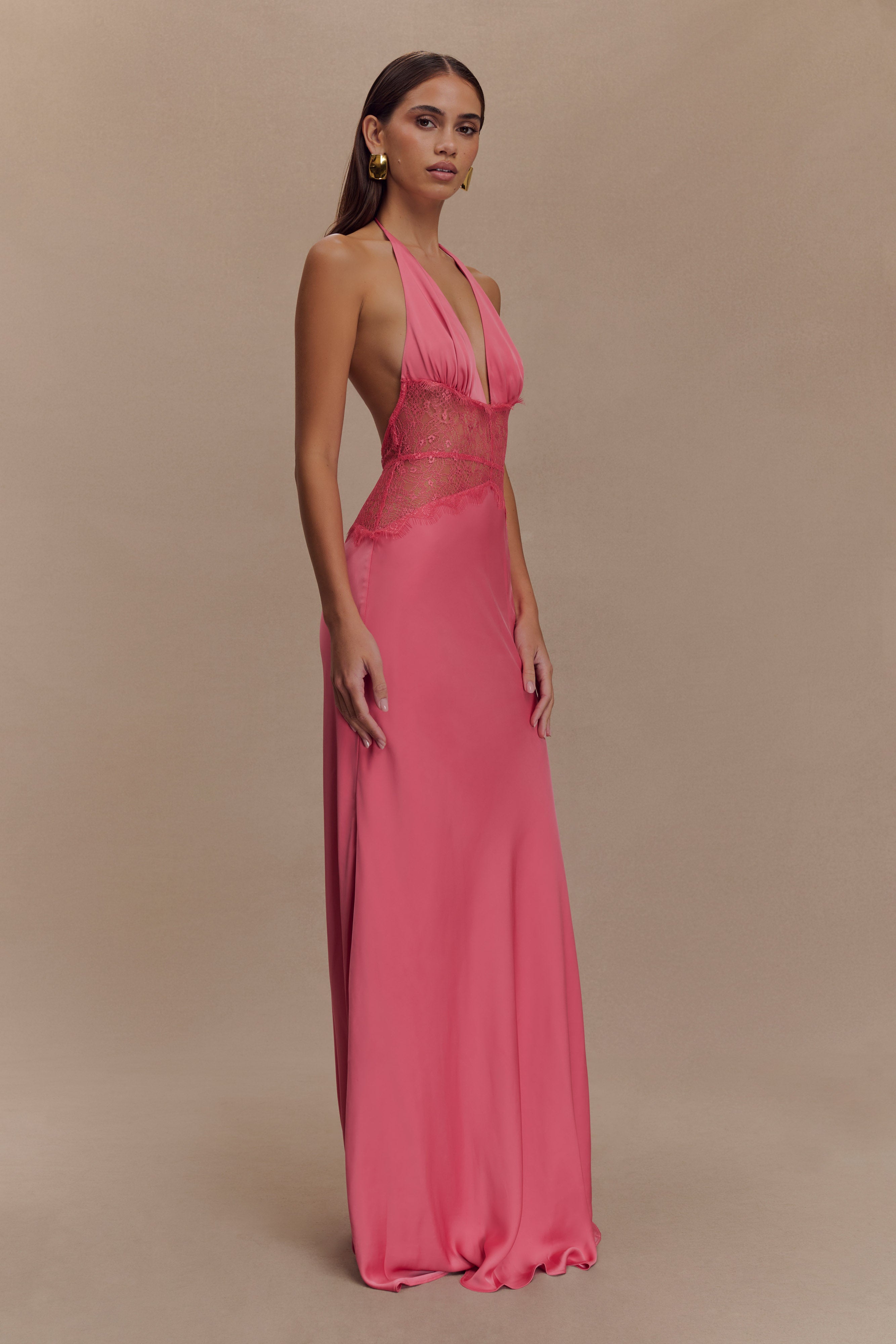 Alternative view of Dinah Lace And Satin Maxi Dress - Blush Rose