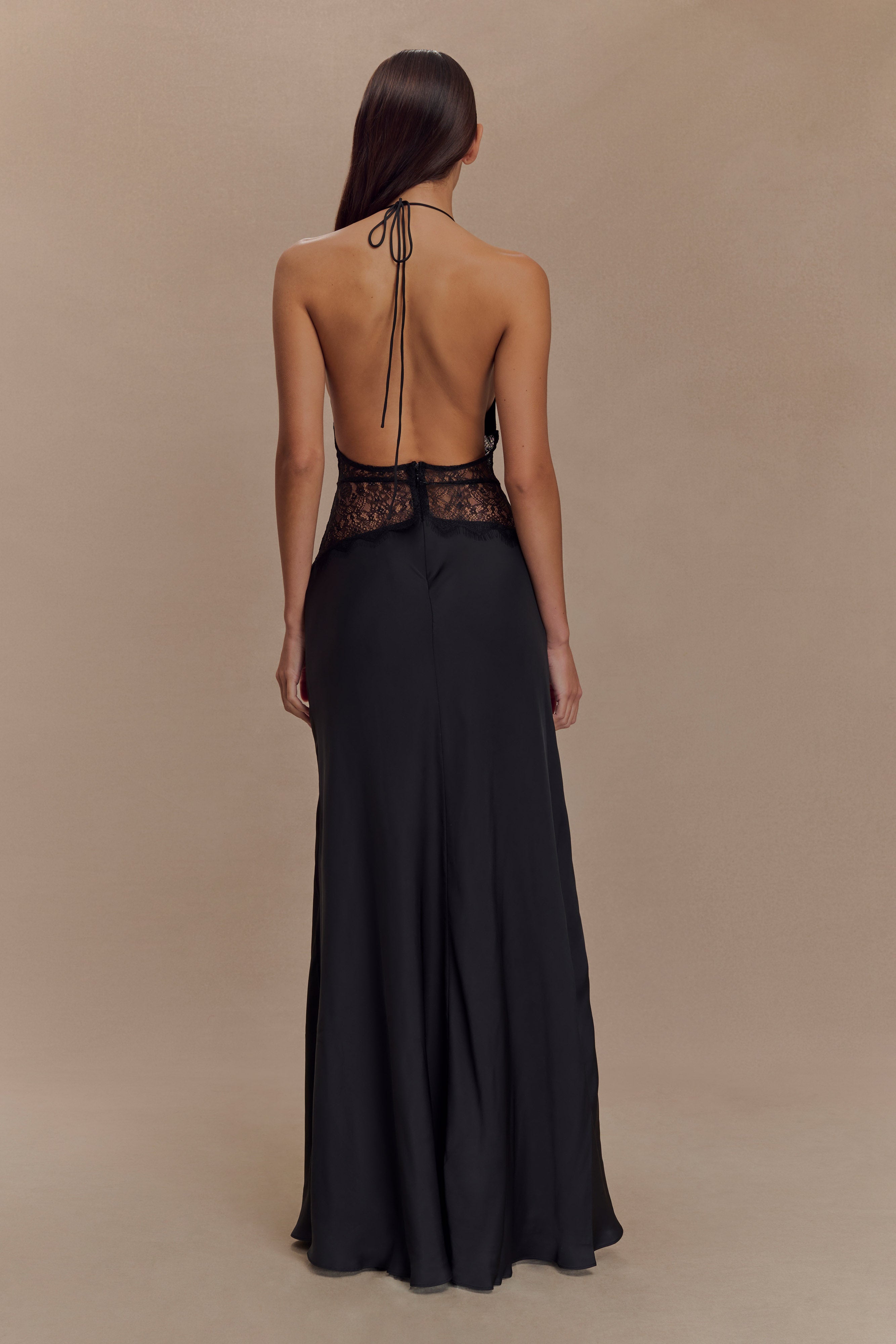 Alternative view of Dinah Lace And Satin Maxi Dress - Black