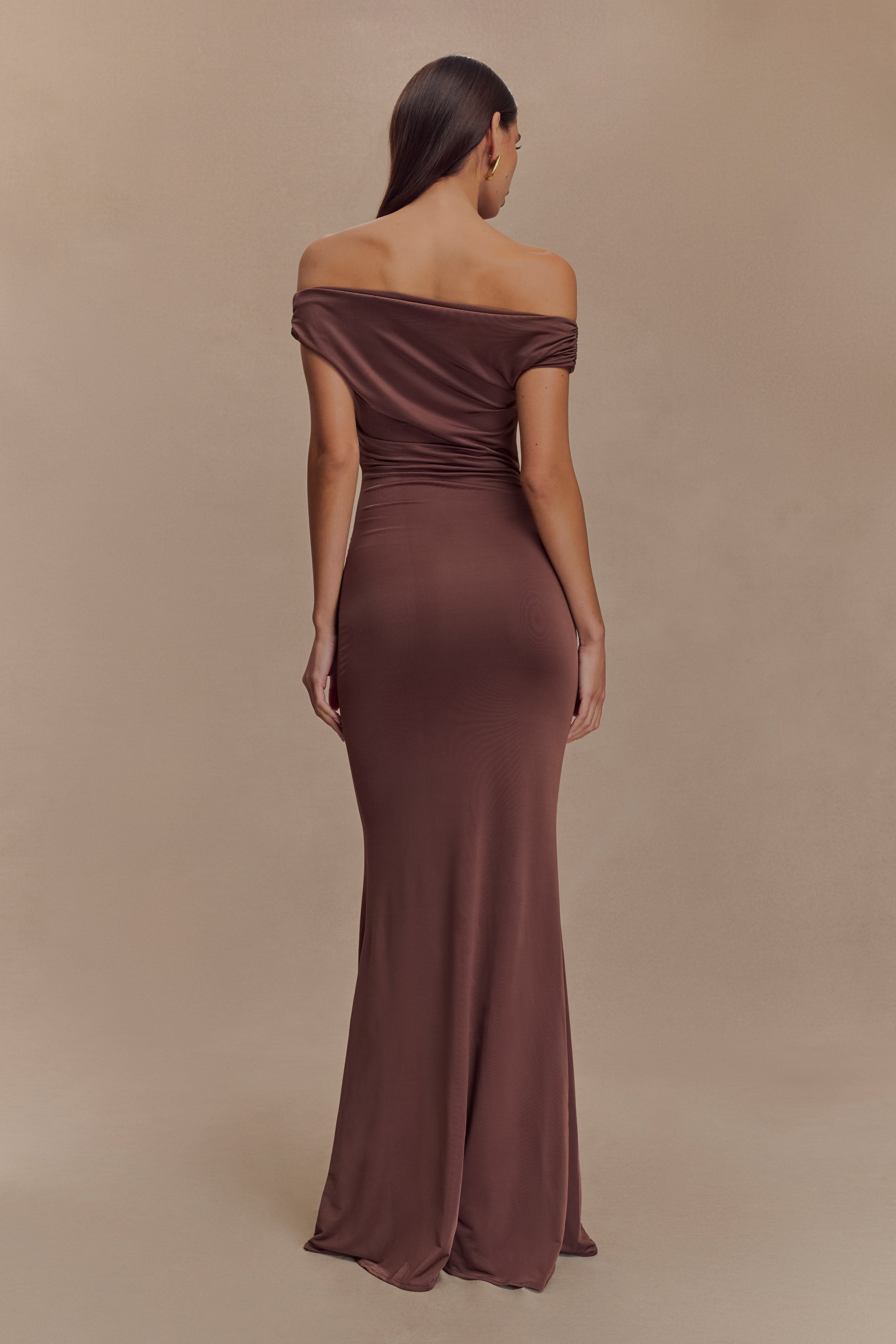 Kinsley Slinky Maxi Dress With Hardware - Chocolate - Image 3