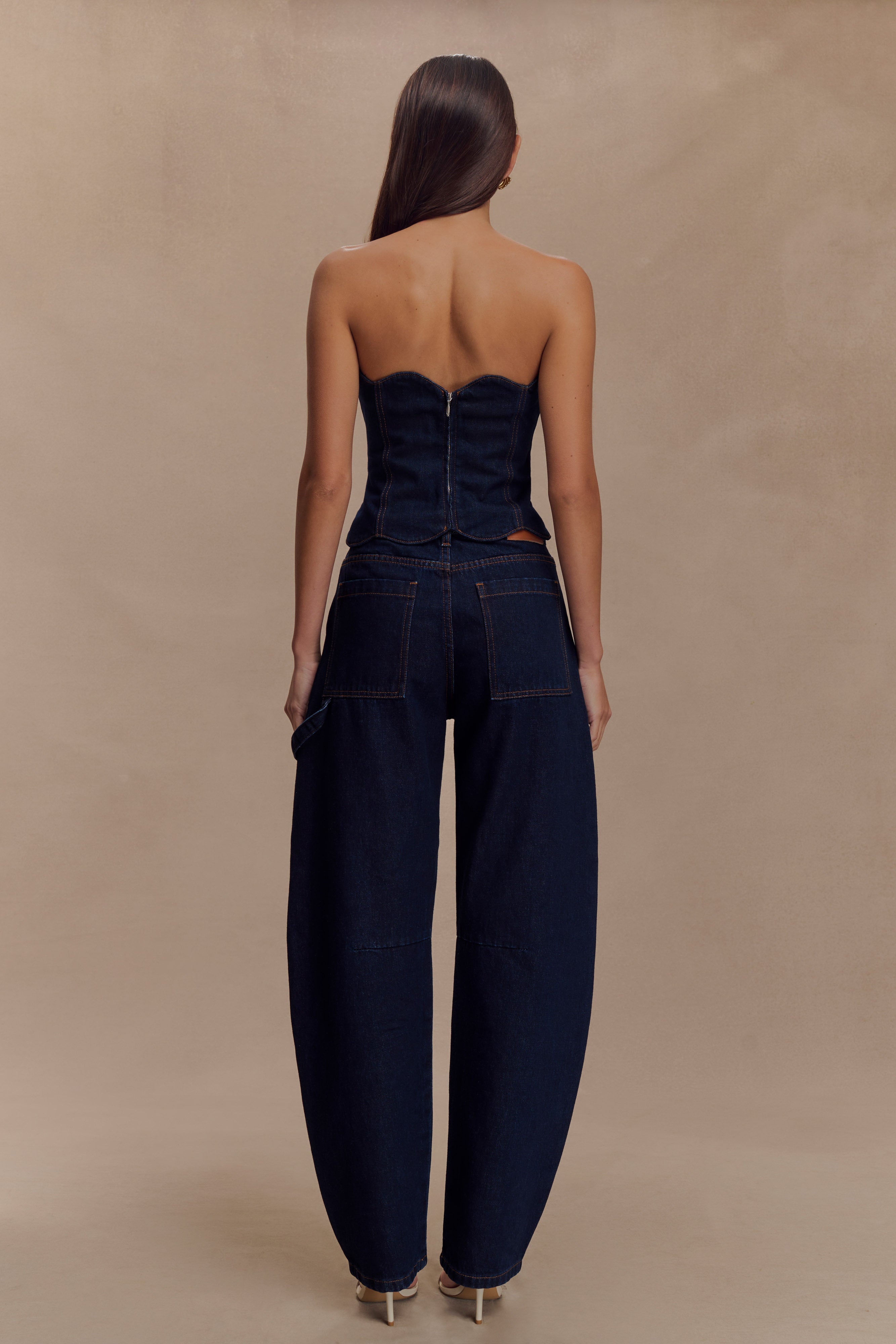 Alternative view of Oakley Strapless Scallop Denim Top - Indigo Blue