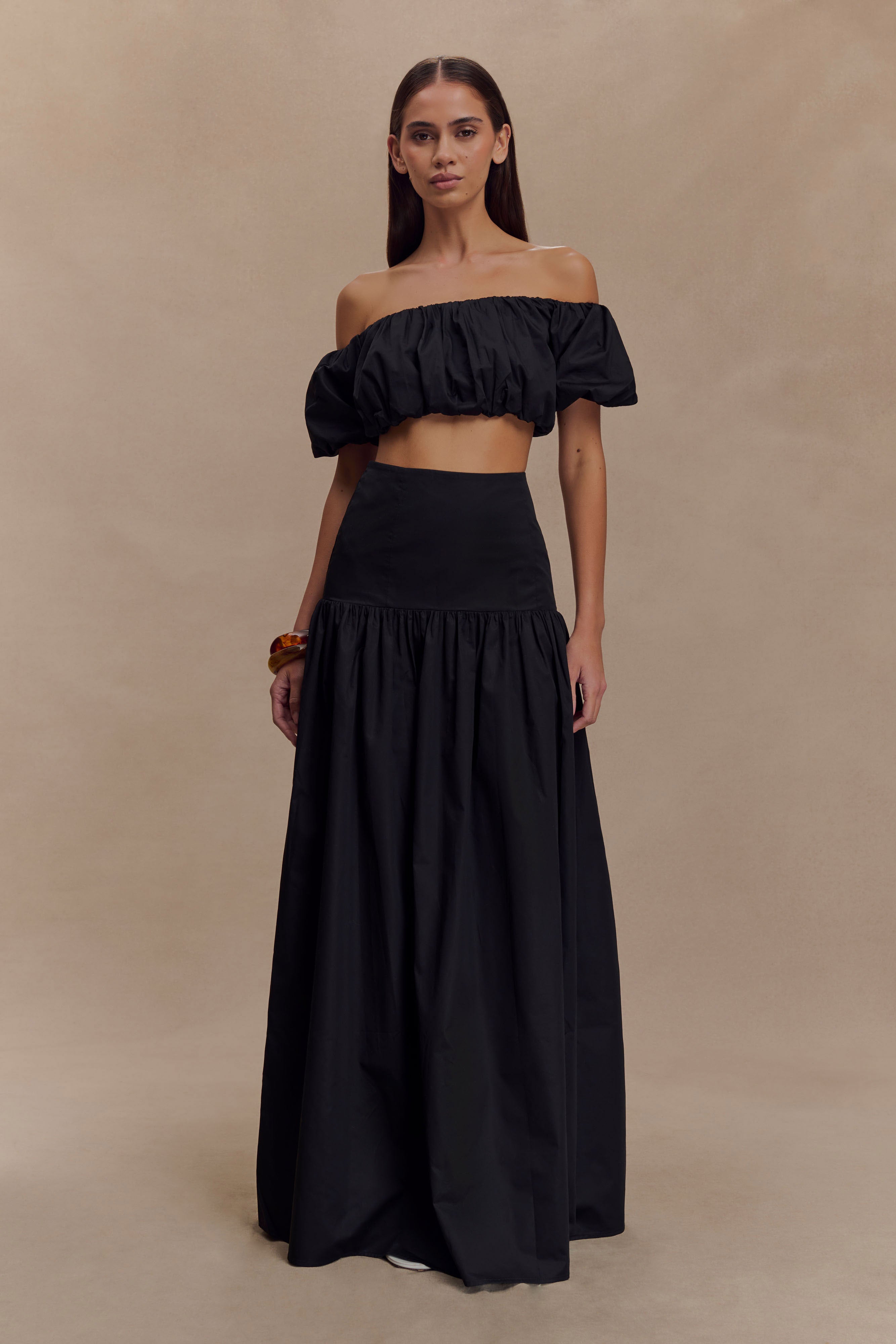 Autumn Off Shoulder Bubble Top - Black - Image 5