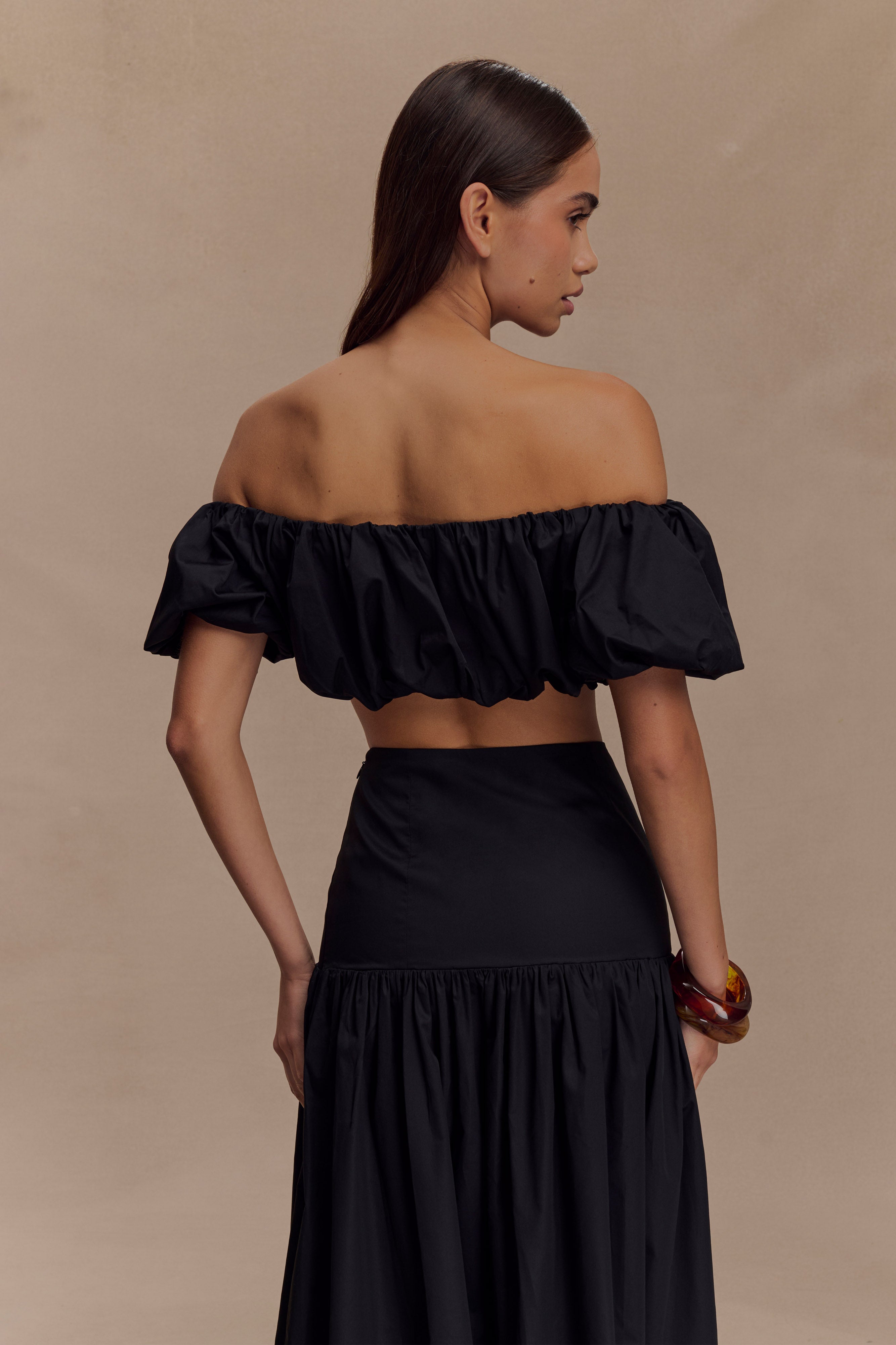 Alternative view of Autumn Off Shoulder Bubble Top - Black