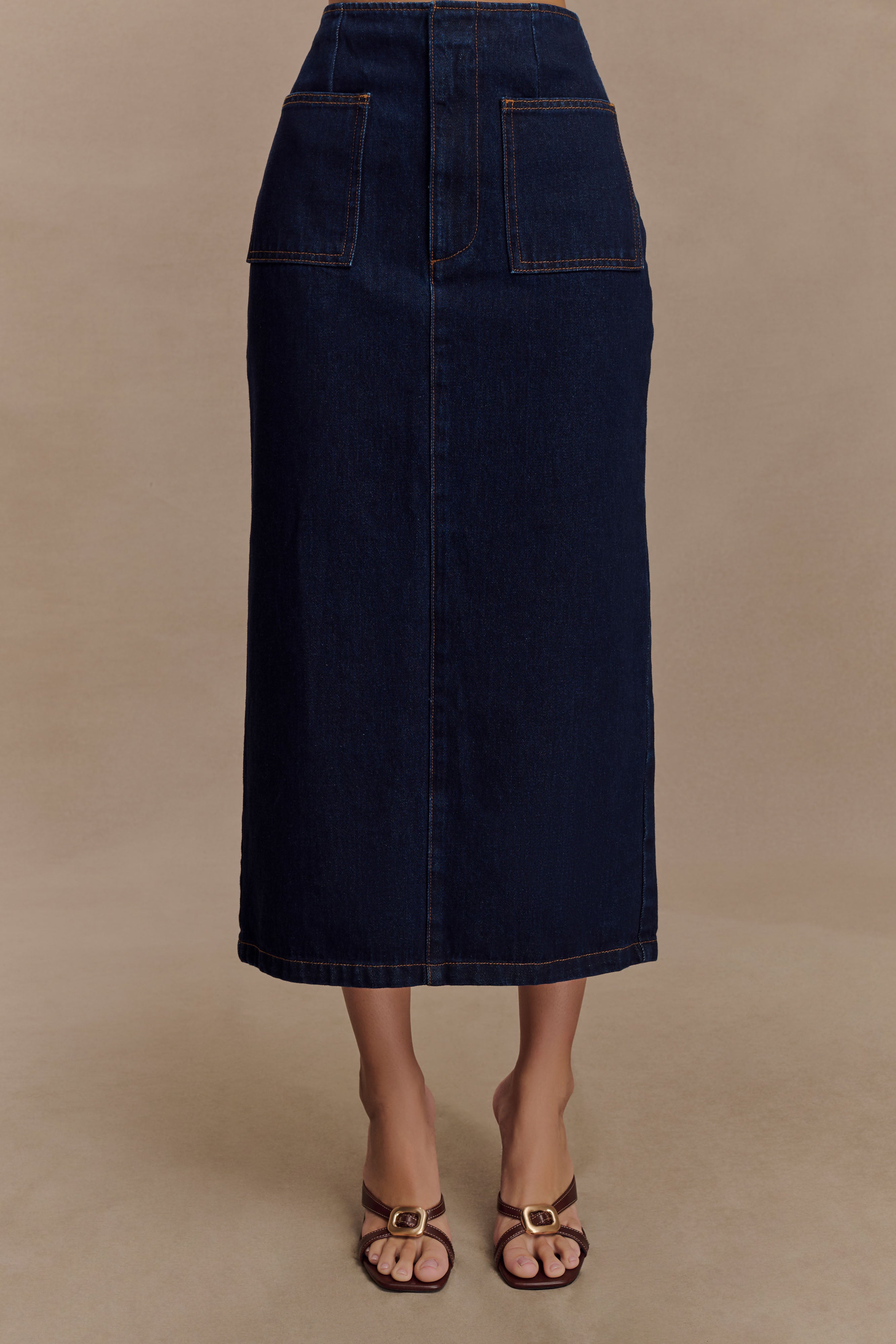 Fallon Denim Midi Skirt - Indigo Blue - Image 4