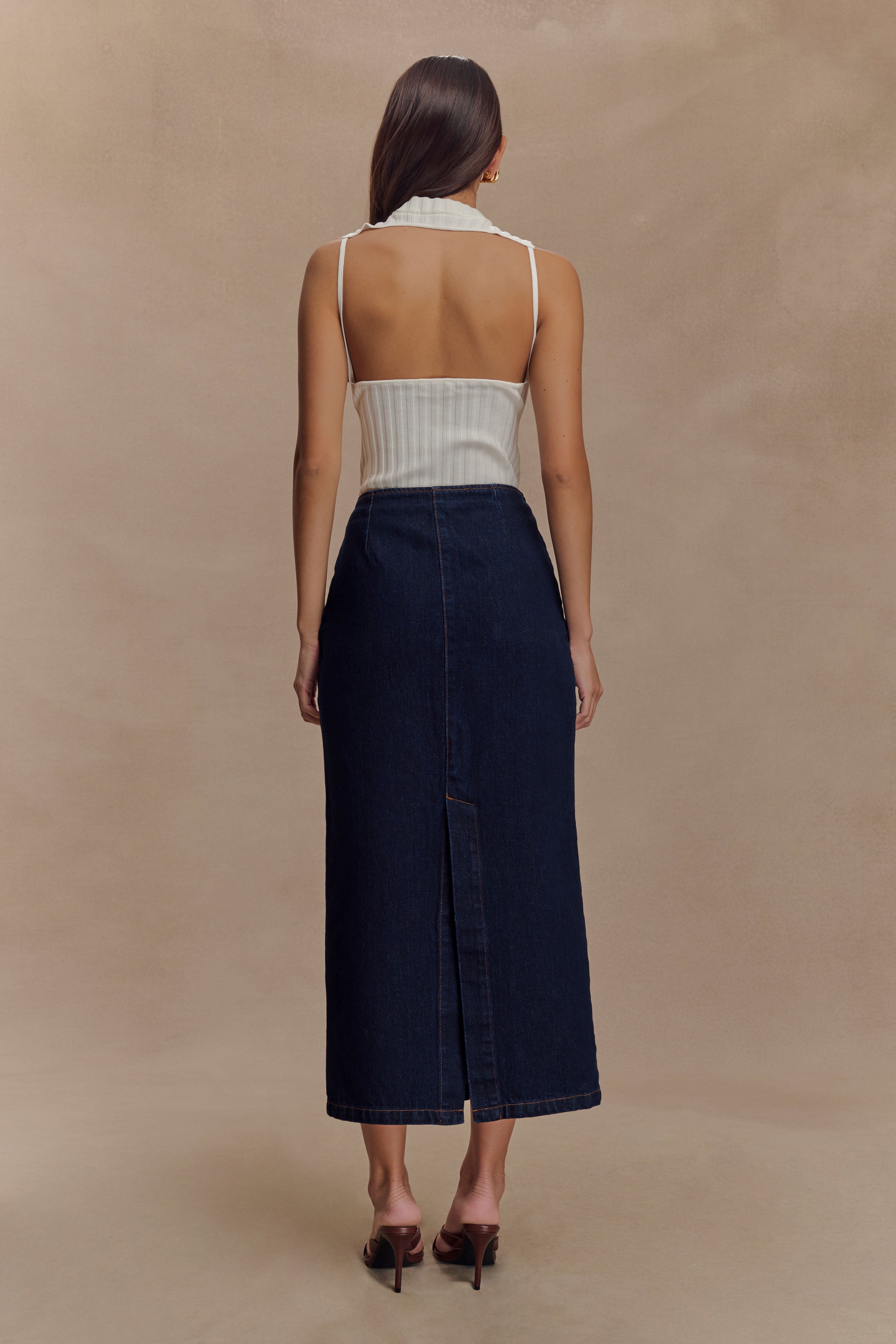 Alternative view of Fallon Denim Midi Skirt - Indigo Blue